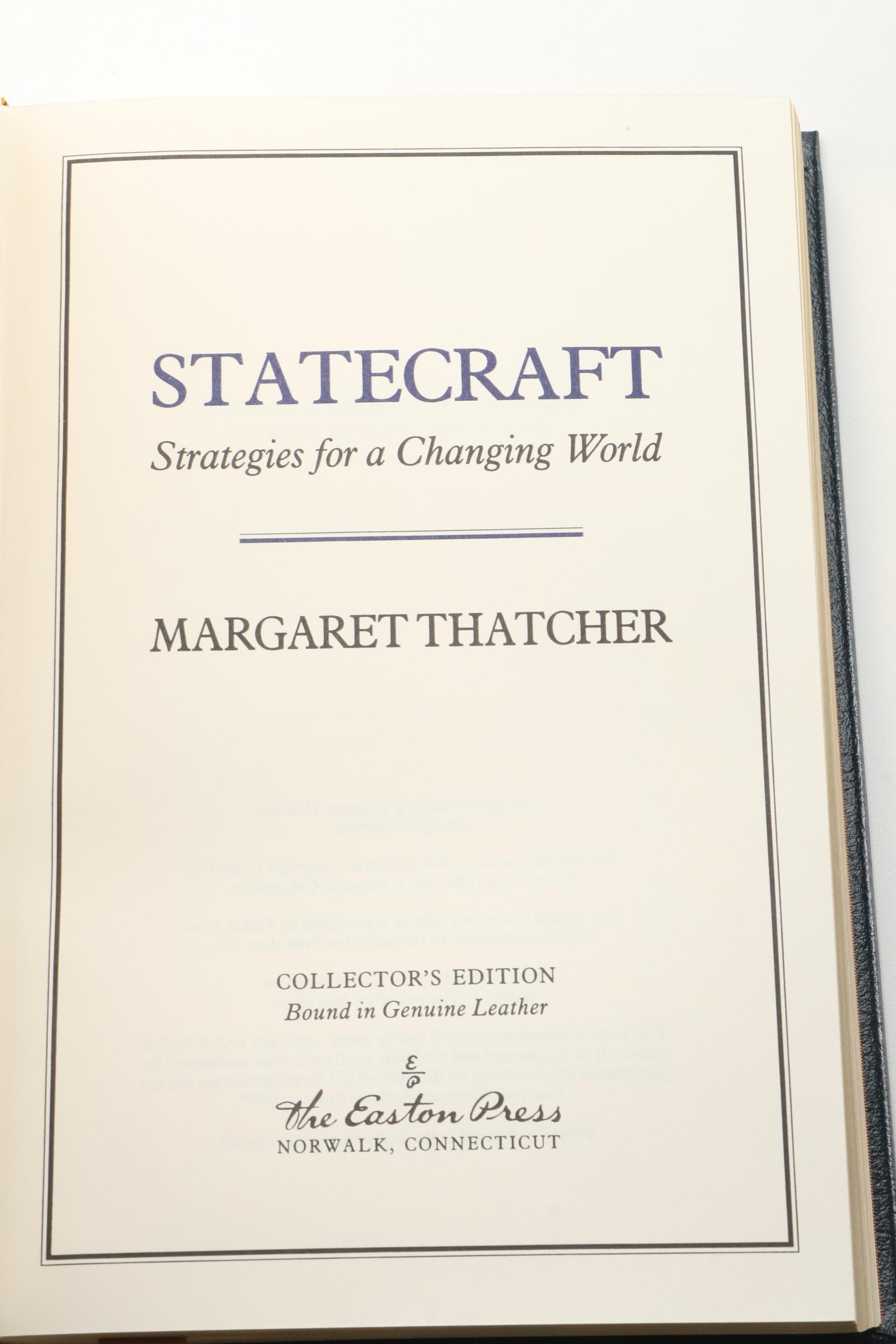 Signed Easton Press Edition "Statecraft: Strategies for a Changing World" by Margaret Thatcher