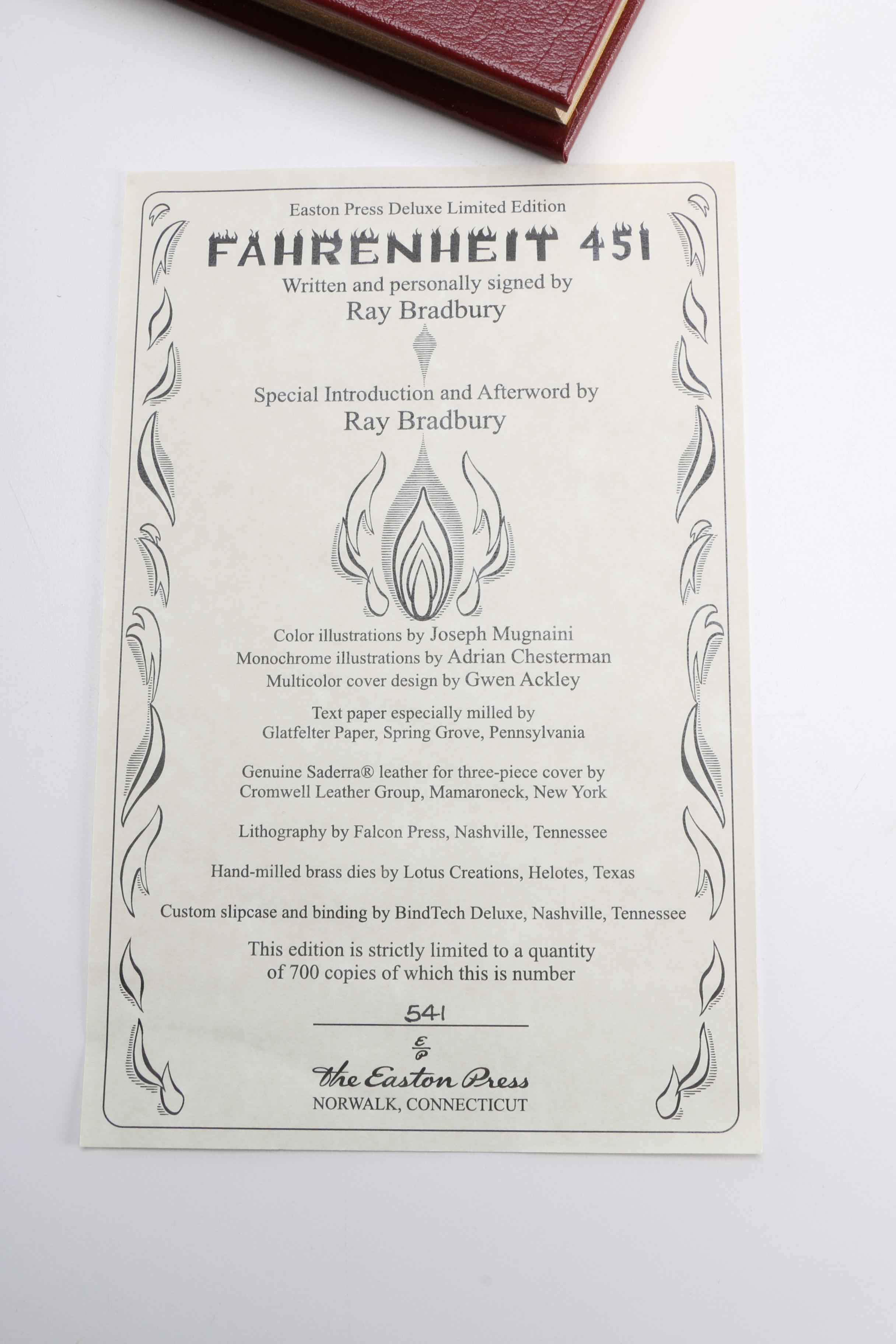 Signed Deluxe Limited Edition Easton Press "Fahrenheit 451" by Ray Bradbury