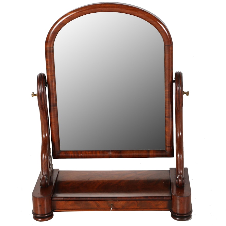 Walnut Empire Style Dresser Top Mirror