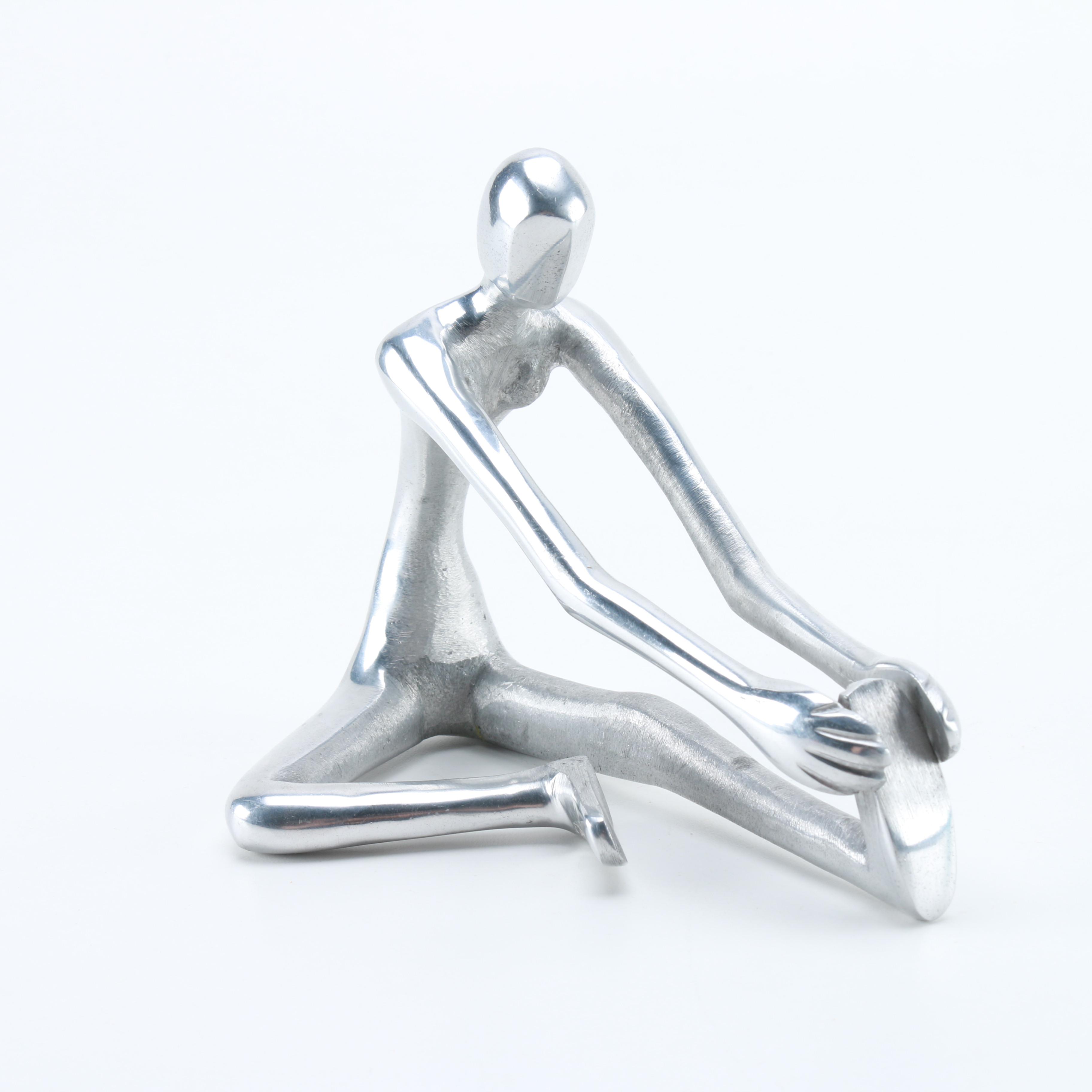 Dolbi Cashier Modernist Chrome Sculpture of Female Gymnast