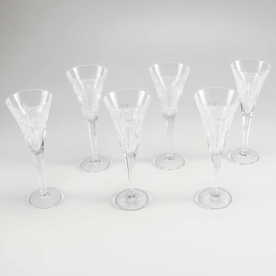 Six Waterford Toasting Flutes From the Millennium Series