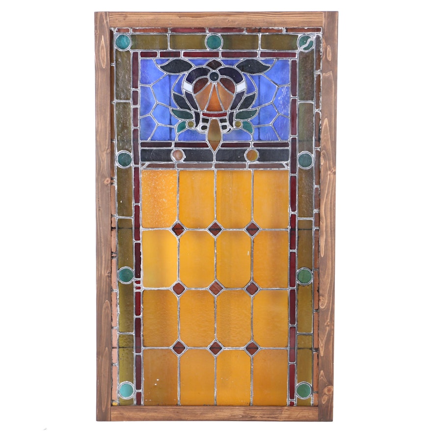 Large Antique Architectural Stained Glass Window