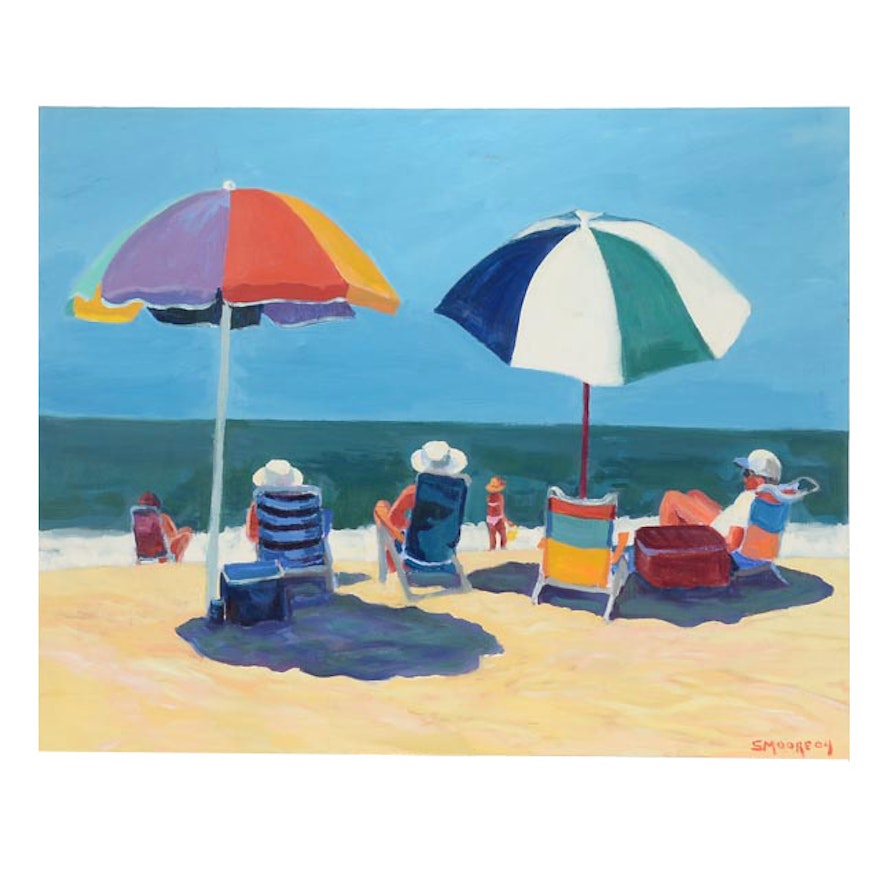 Original Oil Painting on Canvas of Beach Scene