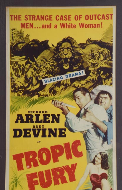 Original 1952 "Tropic Fury" One-Sheet Theatrical Poster