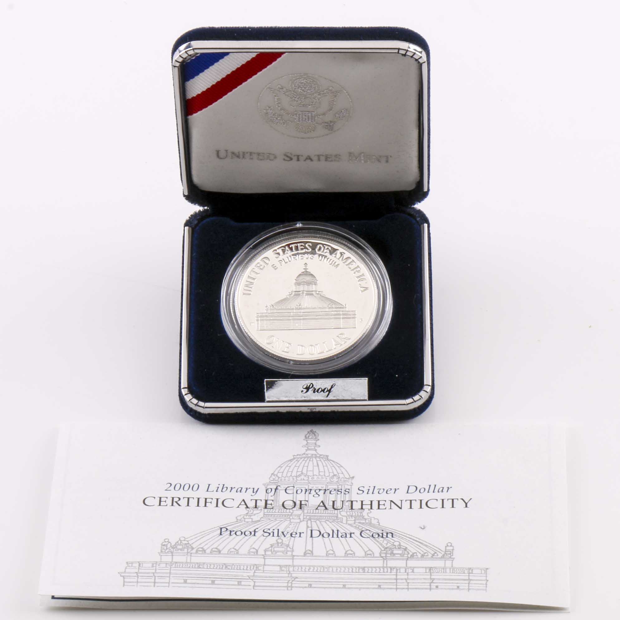 2000 Commemorative Library of Congress Proof Silver Dollar