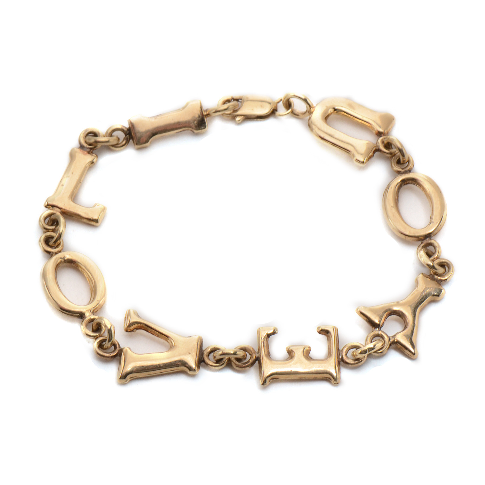 10K Yellow Gold "I Love You" Linked Bracelet