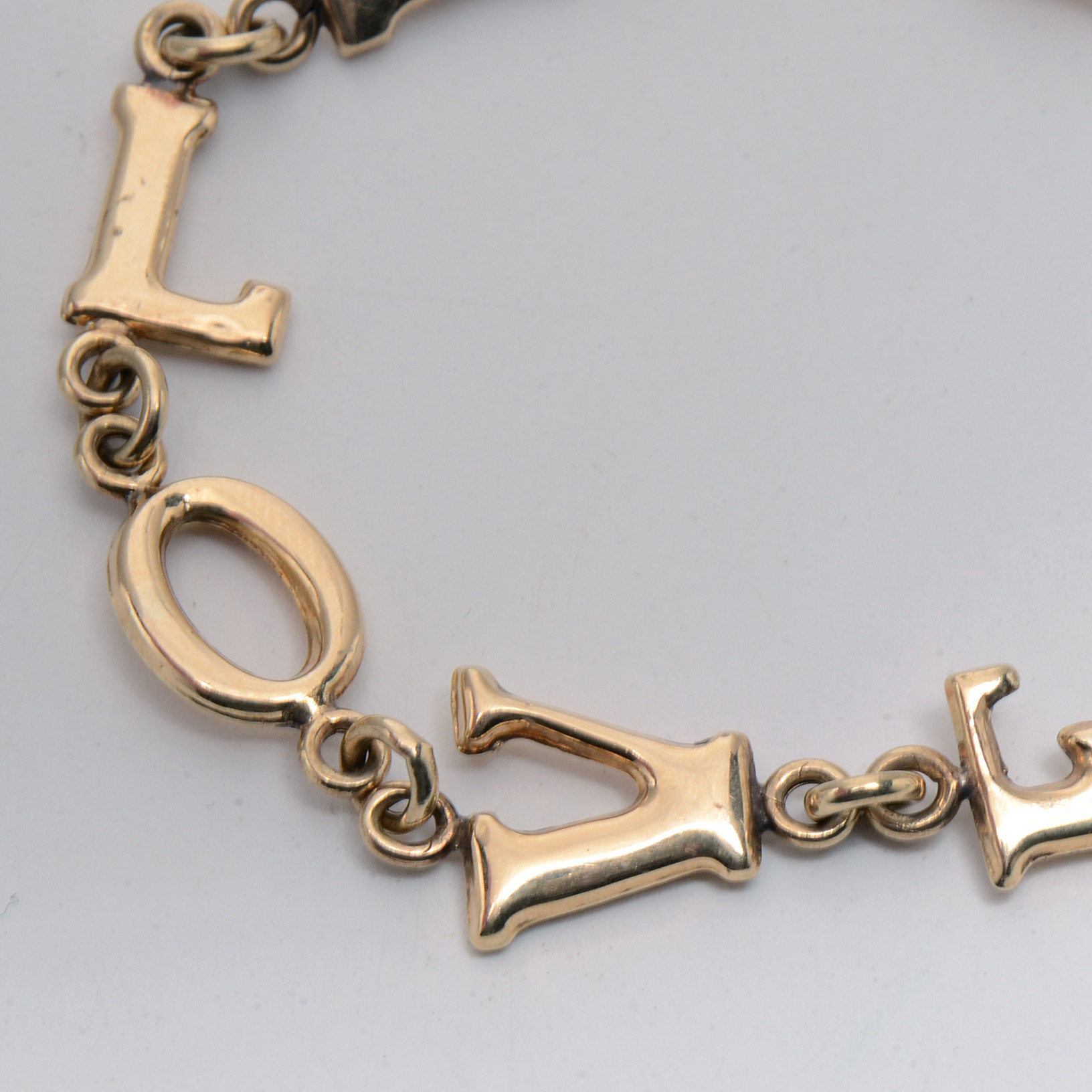 10K Yellow Gold "I Love You" Linked Bracelet