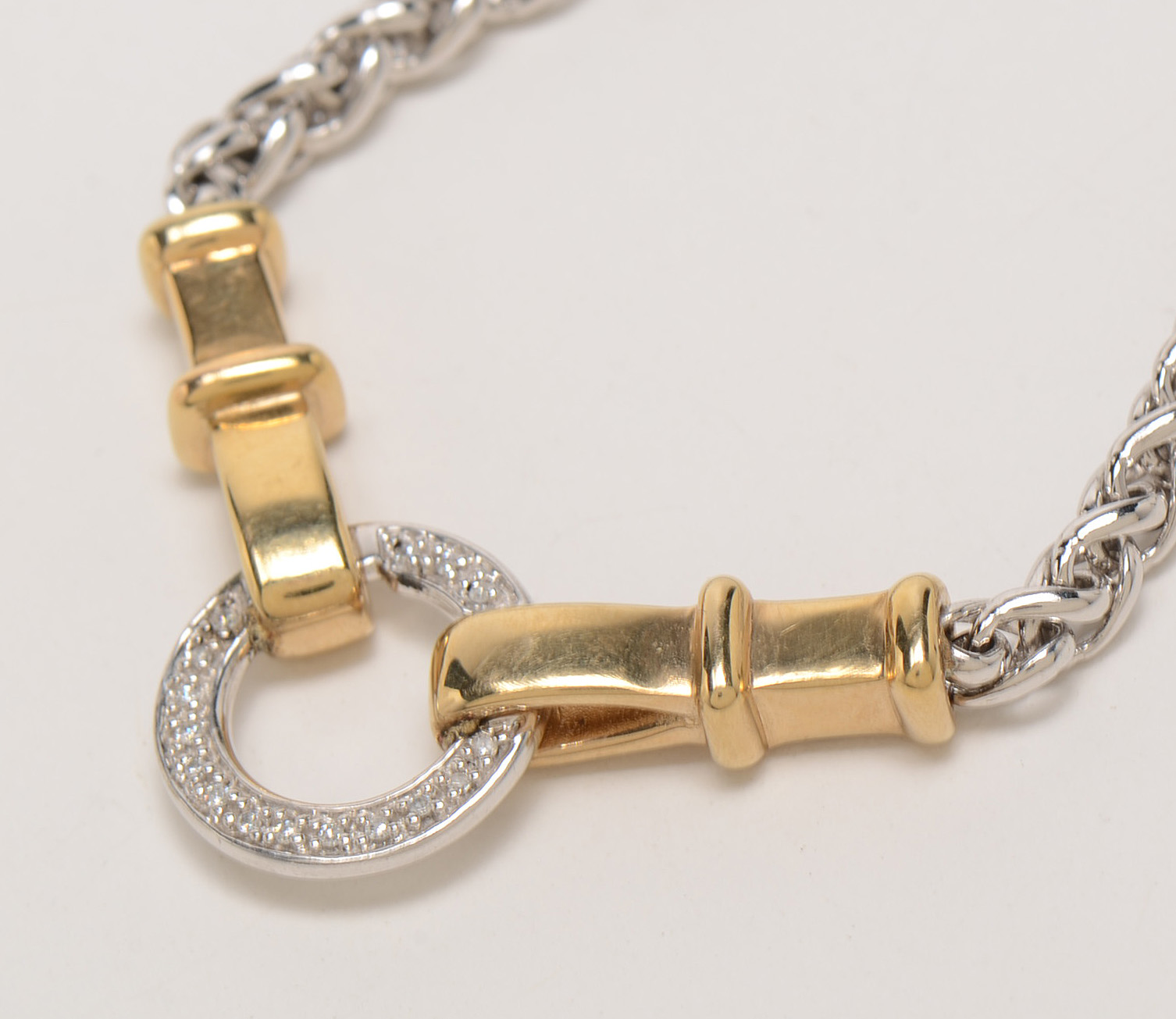 Sterling Silver 14K Yellow Gold Diamond Necklace