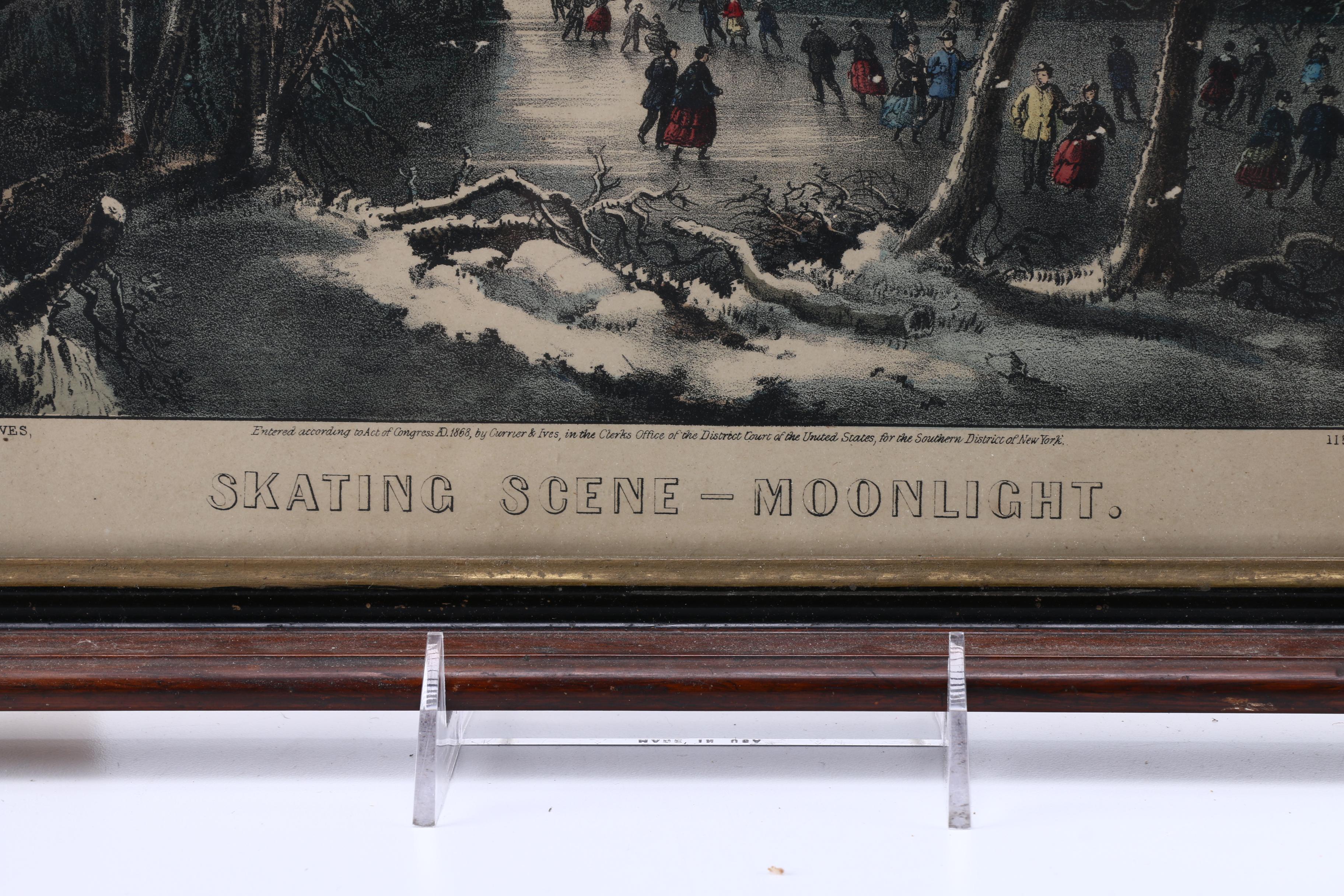 Currier & Ives Lithograph "Skating Scene - Moonlight"