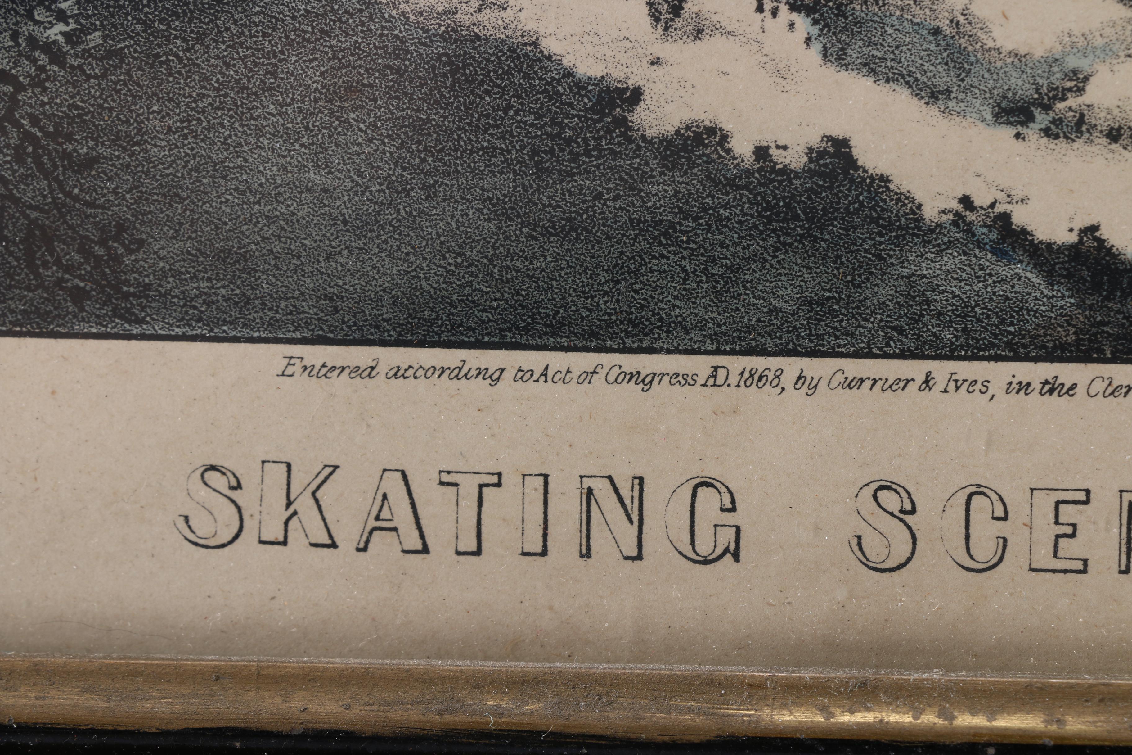 Currier & Ives Lithograph "Skating Scene - Moonlight"