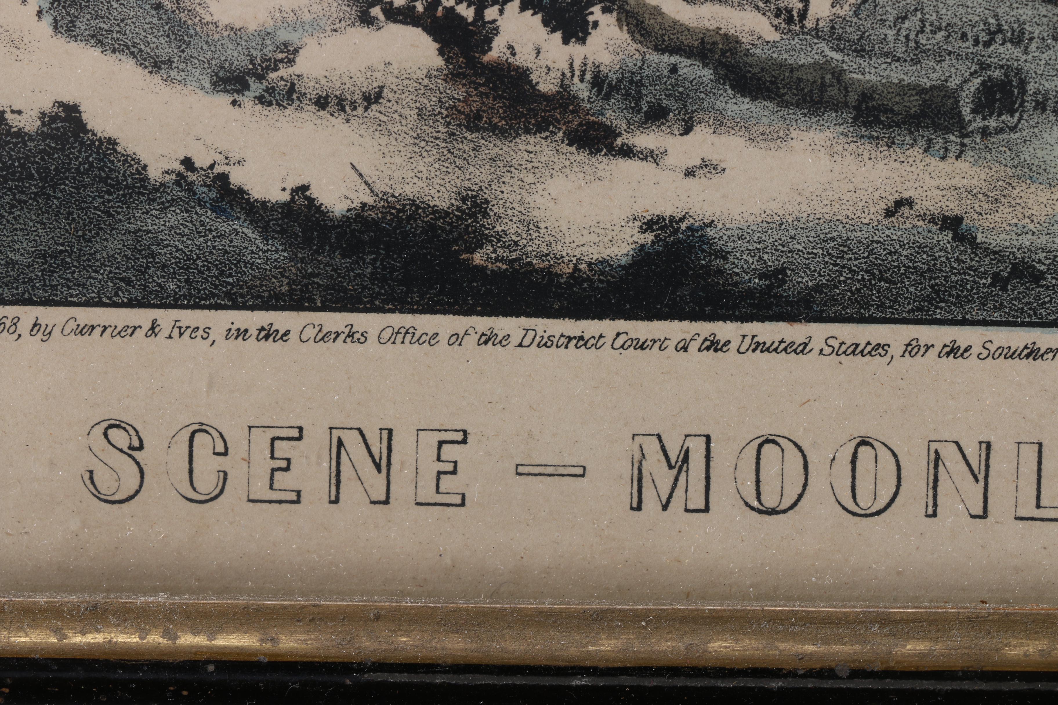 Currier & Ives Lithograph "Skating Scene - Moonlight"