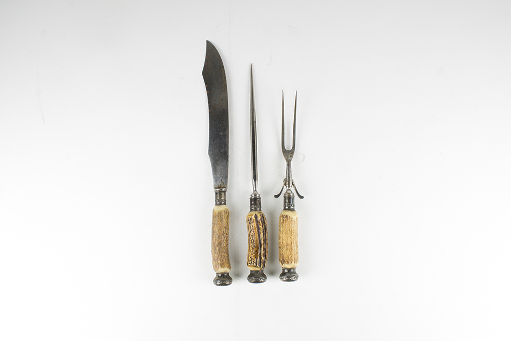 Antler Handled Monogrammed Meat Carving Tools