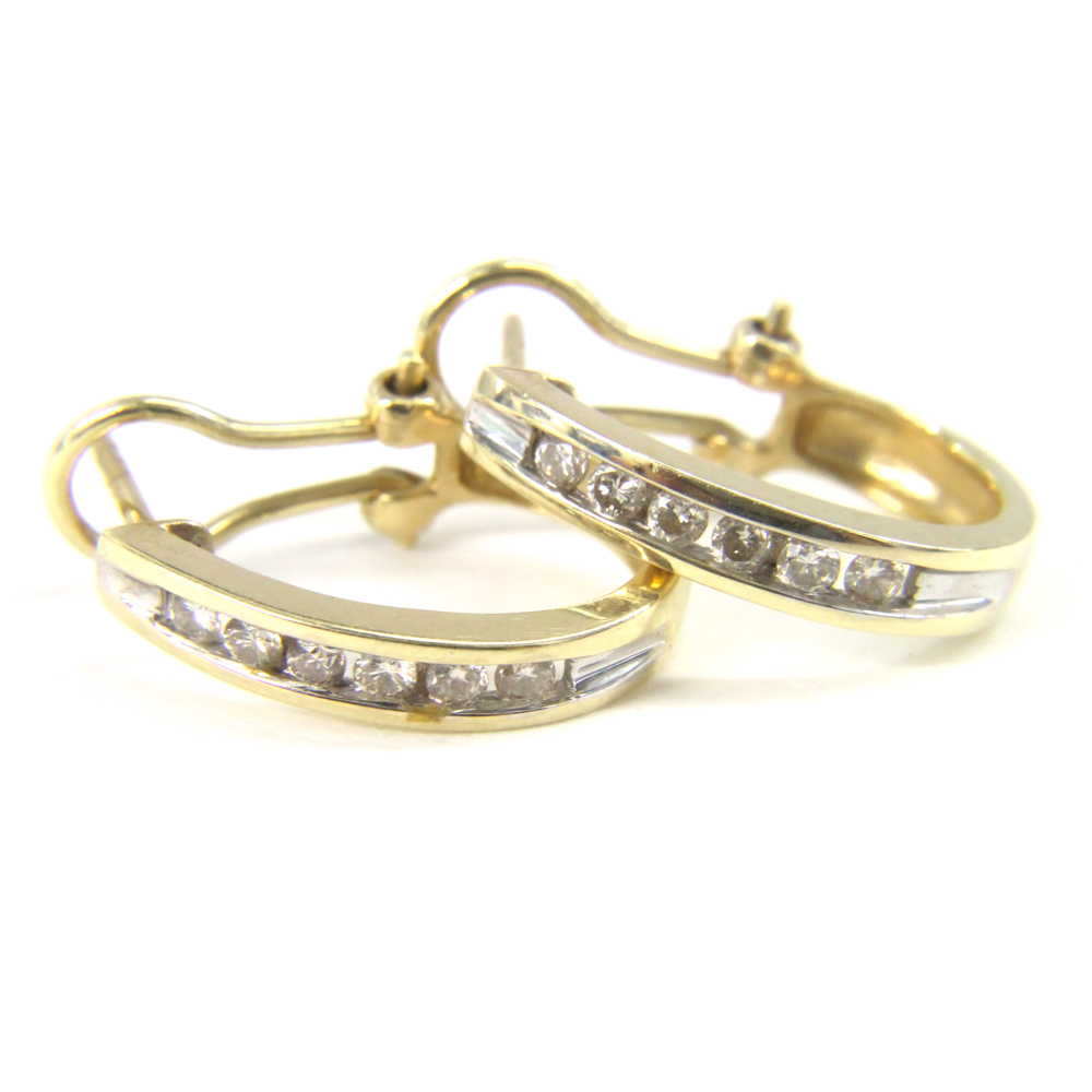 14K Yellow Gold and Diamond Earrings