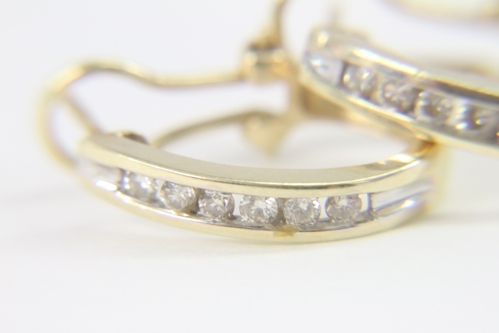 14K Yellow Gold and Diamond Earrings