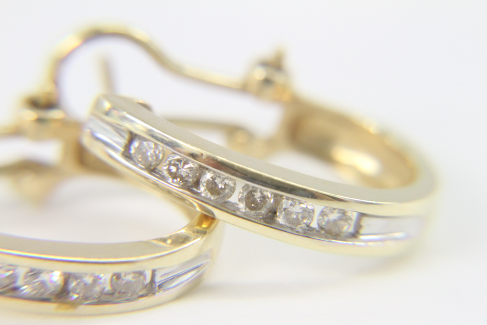14K Yellow Gold and Diamond Earrings