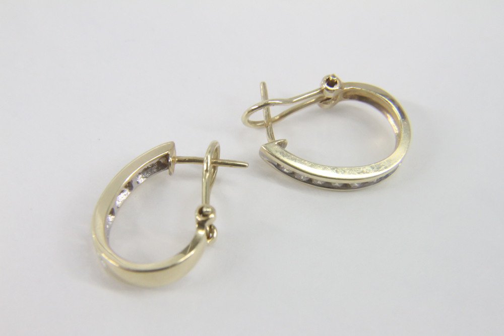 14K Yellow Gold and Diamond Earrings