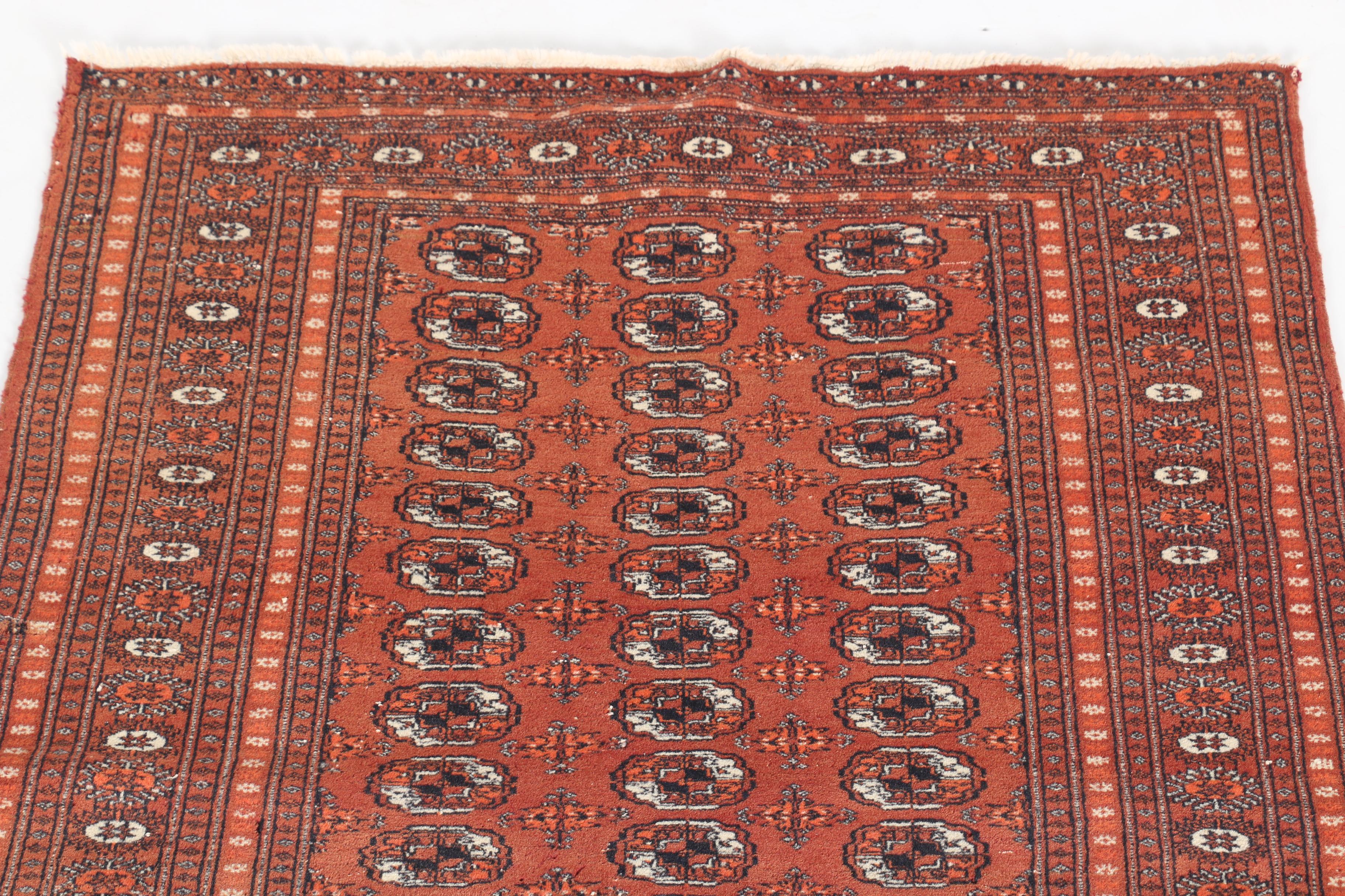 Hand-Knotted Turkmen Bokhara Area Rug