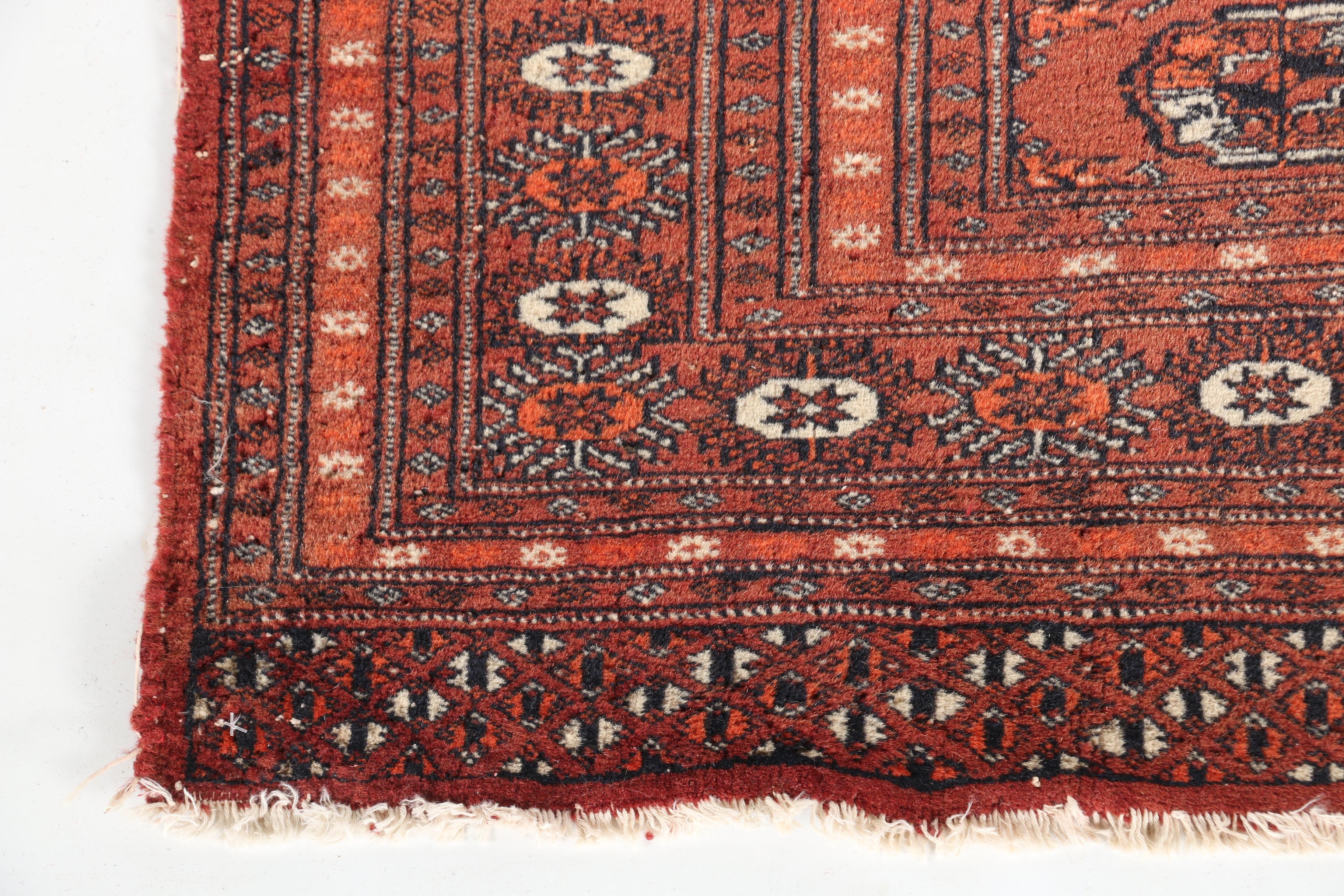 Hand-Knotted Turkmen Bokhara Area Rug