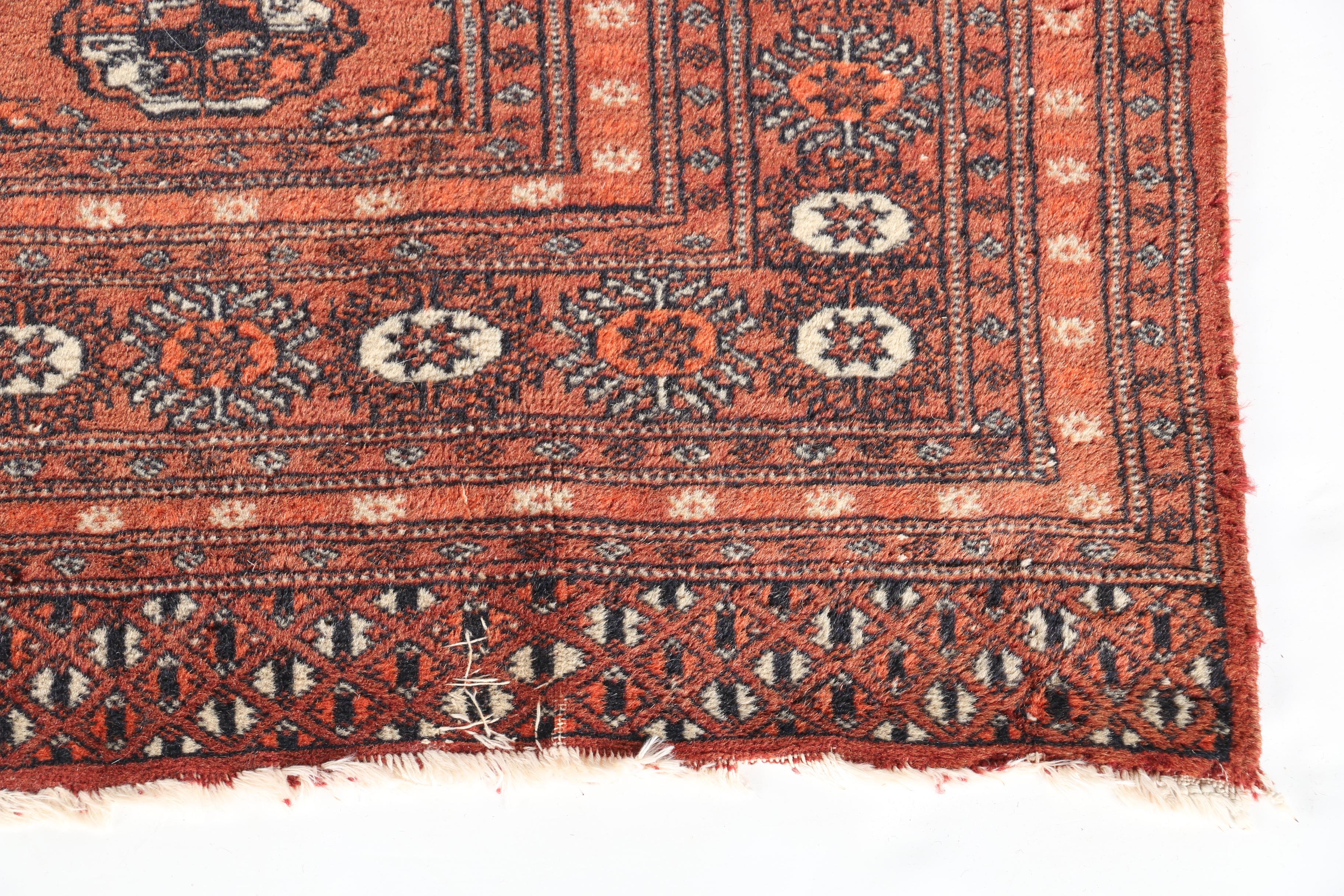 Hand-Knotted Turkmen Bokhara Area Rug