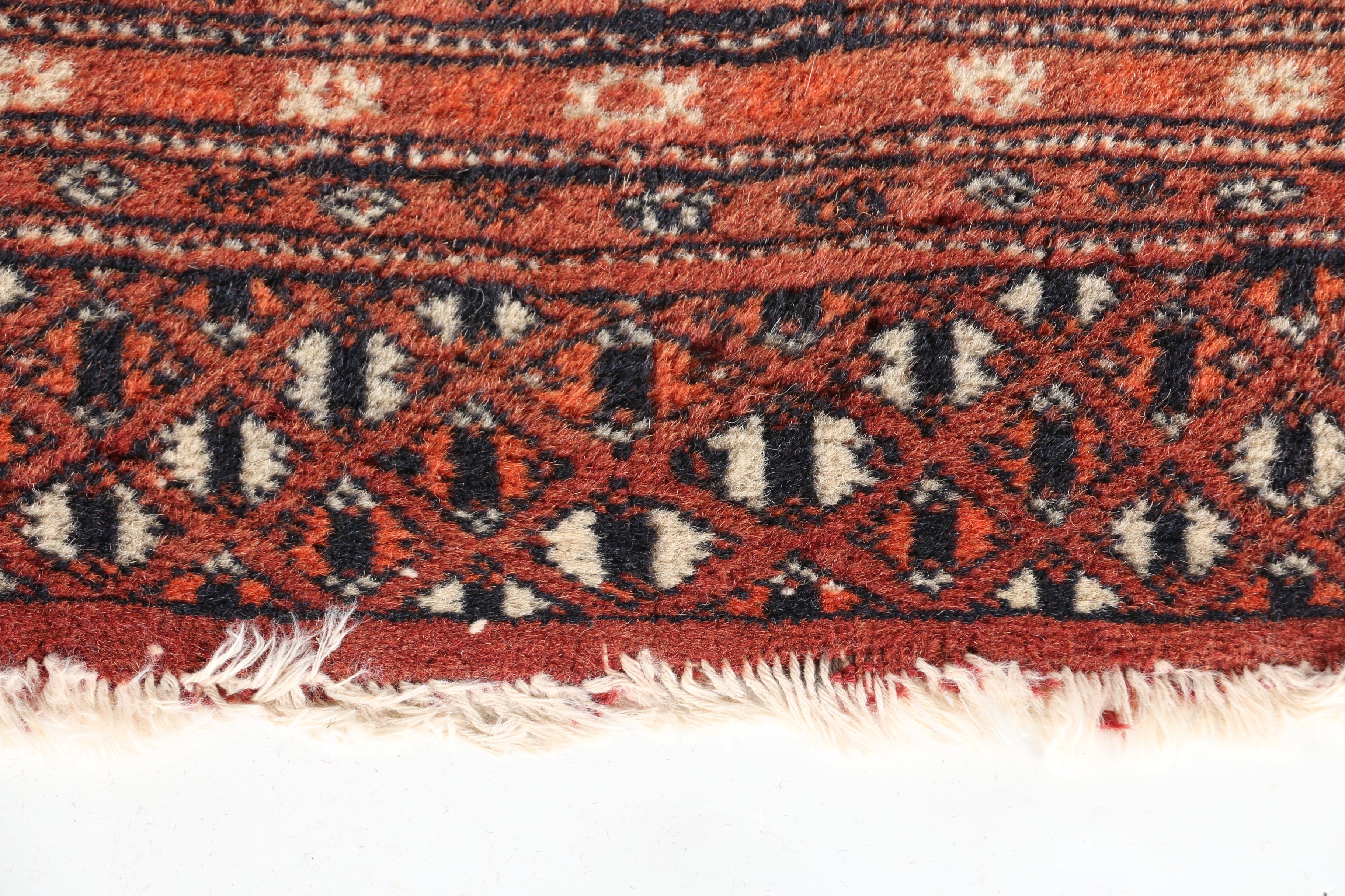 Hand-Knotted Turkmen Bokhara Area Rug