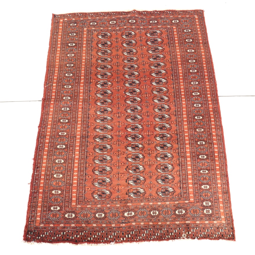 Hand-Knotted Turkmen Bokhara Area Rug