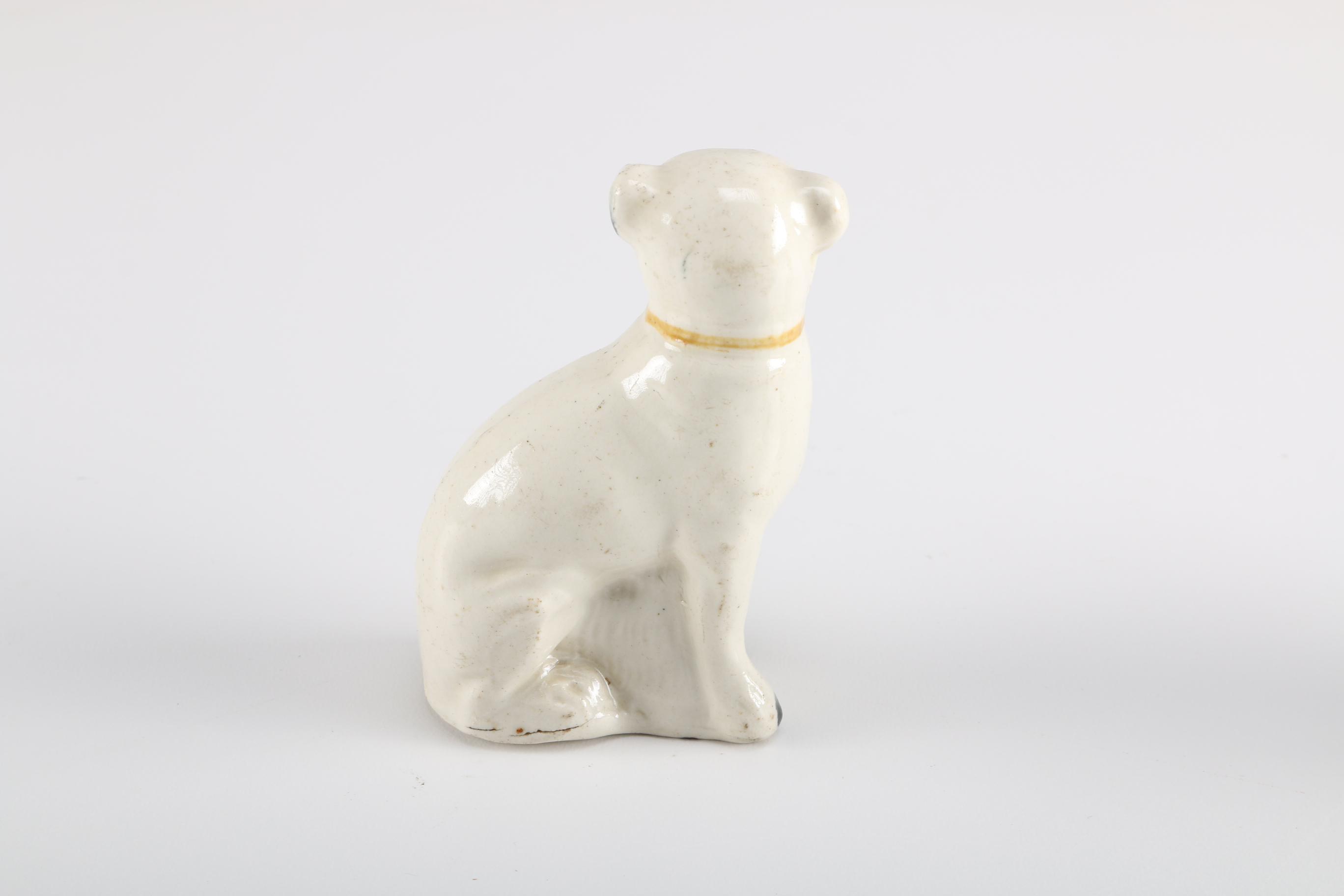 19th Century Staffordshire Miniature Whippet and Pug Dog Figurines