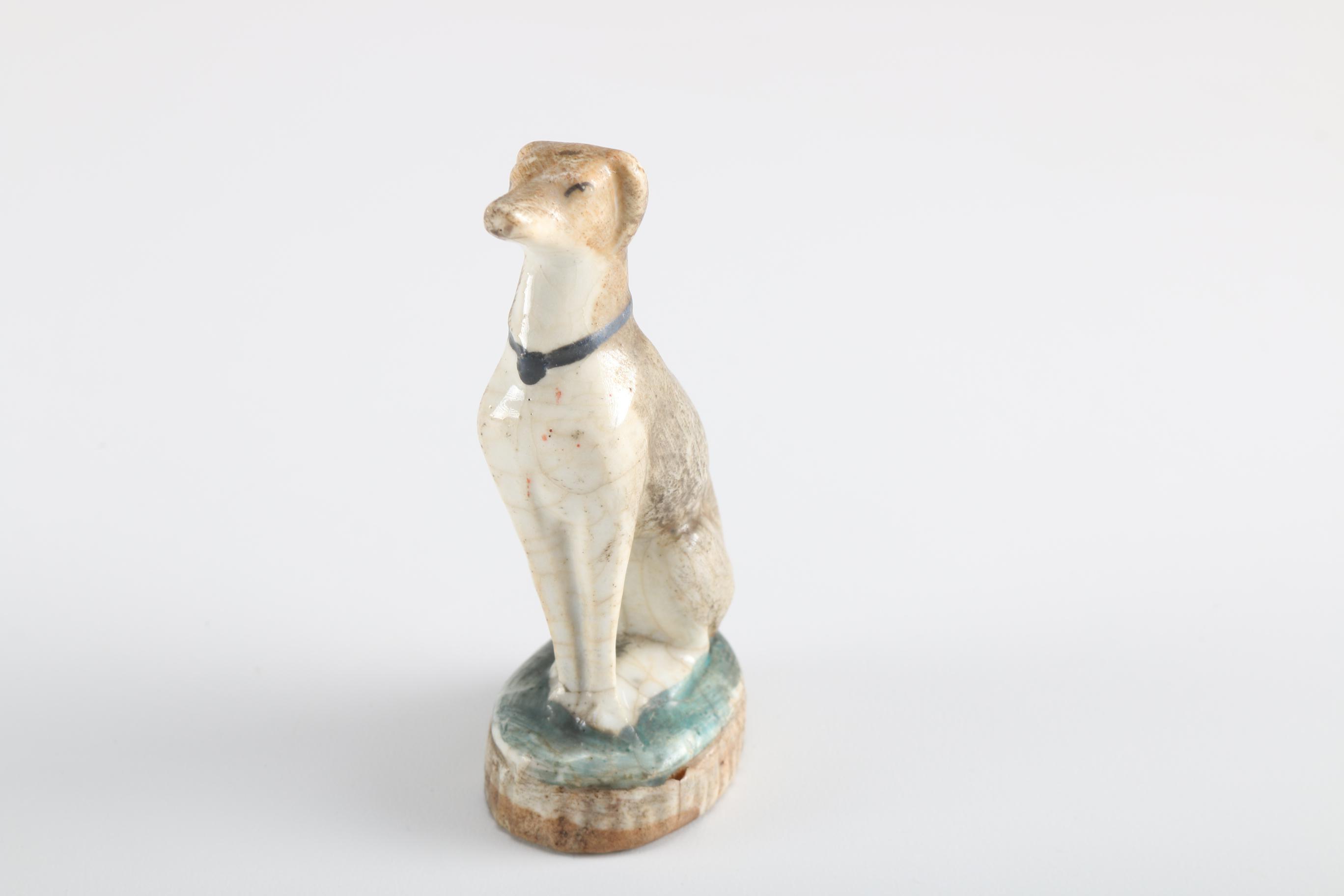 19th Century Staffordshire Miniature Whippet and Pug Dog Figurines