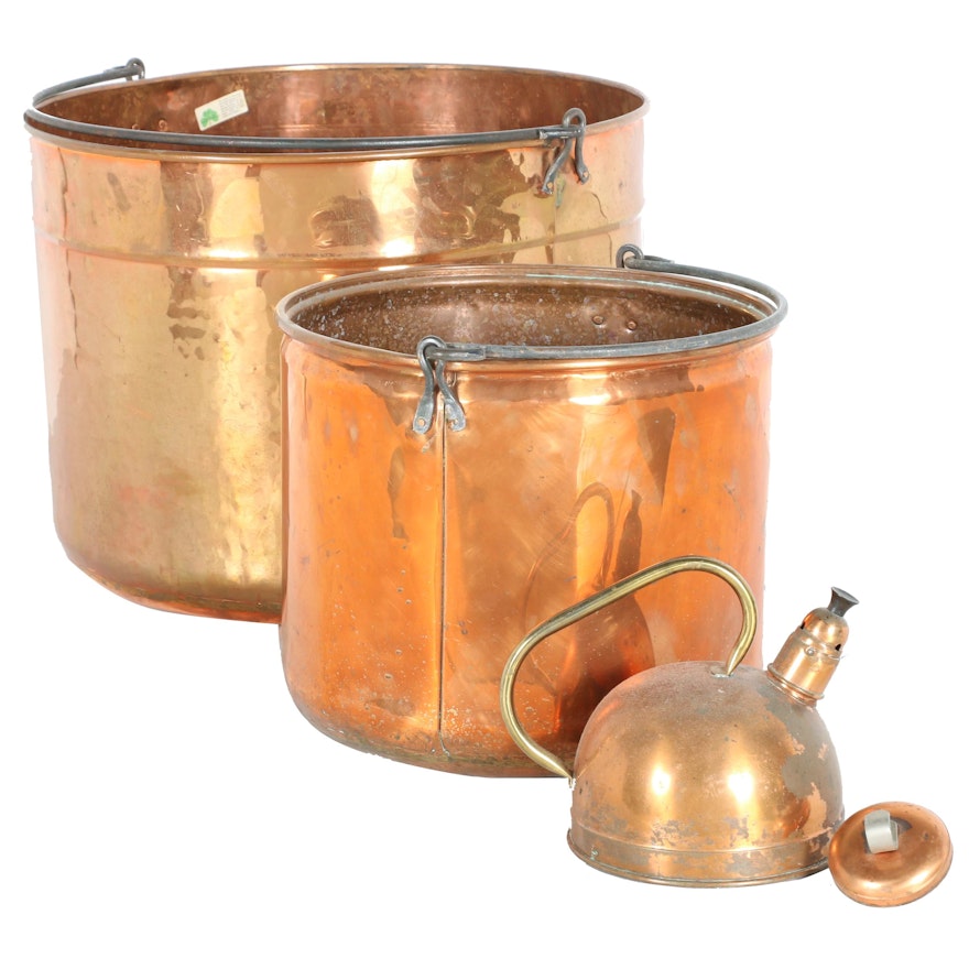 Copper Pots and Tea Kettle