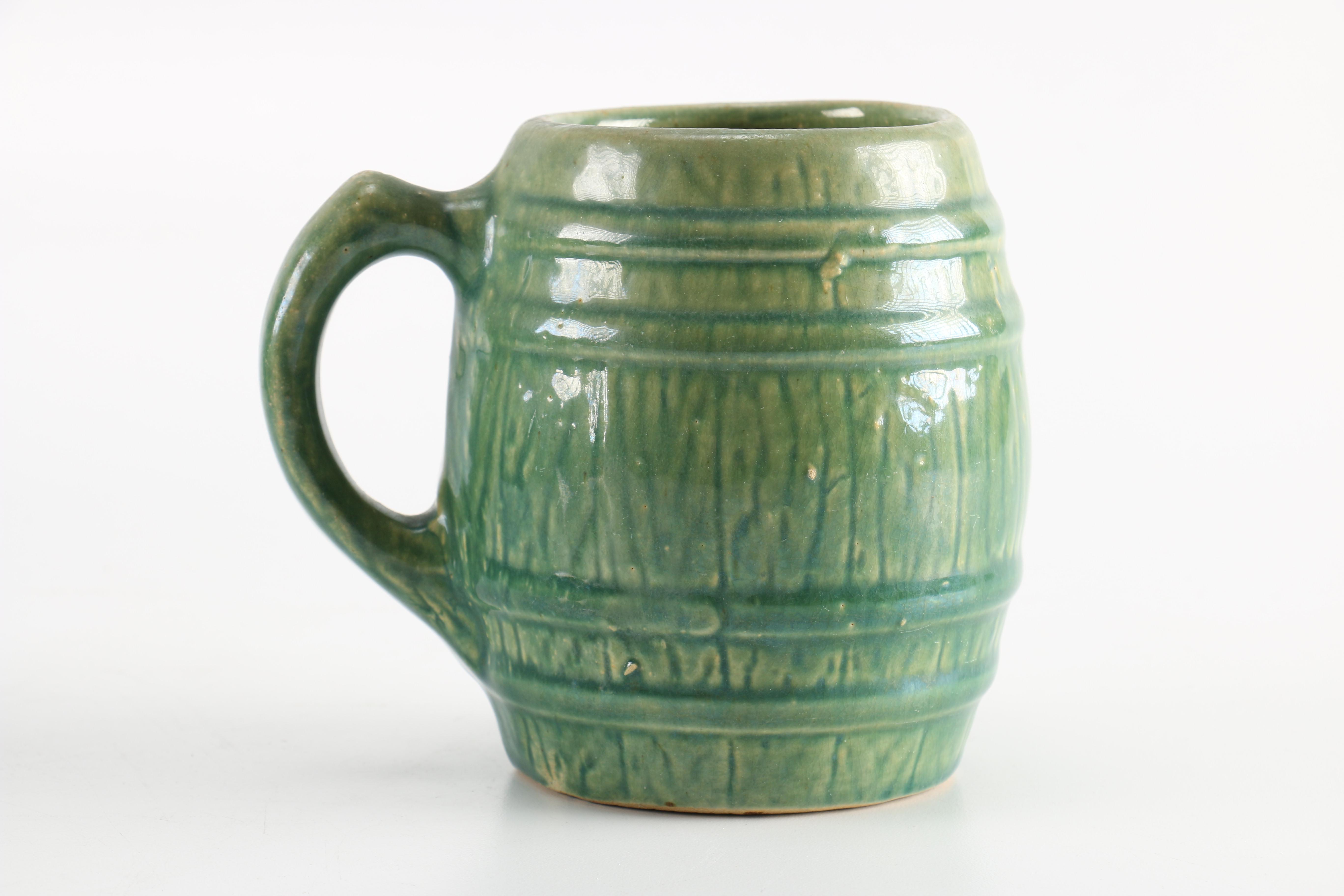 1920s McCoy Pottery Green Barrel Mugs