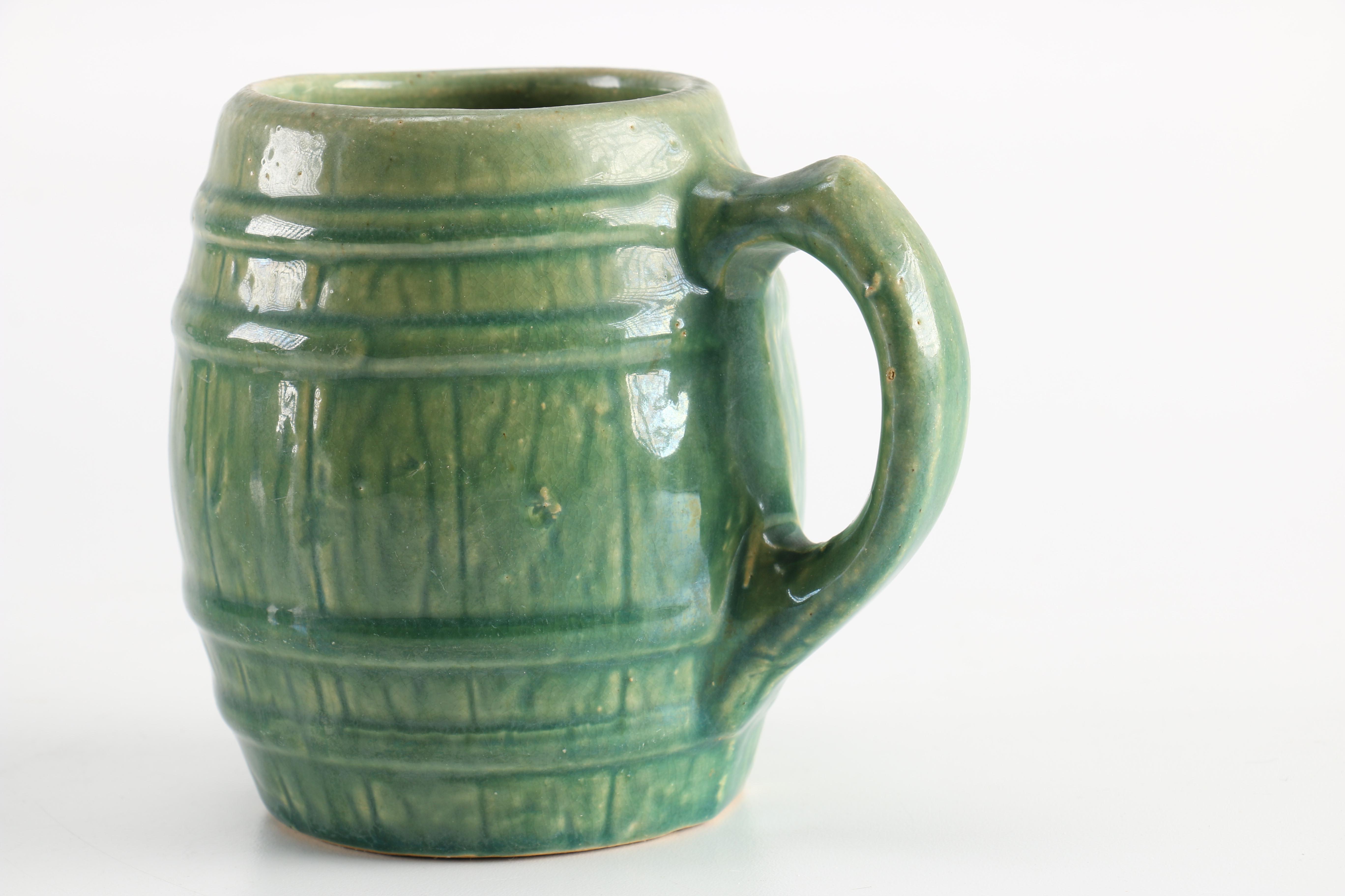 1920s McCoy Pottery Green Barrel Mugs