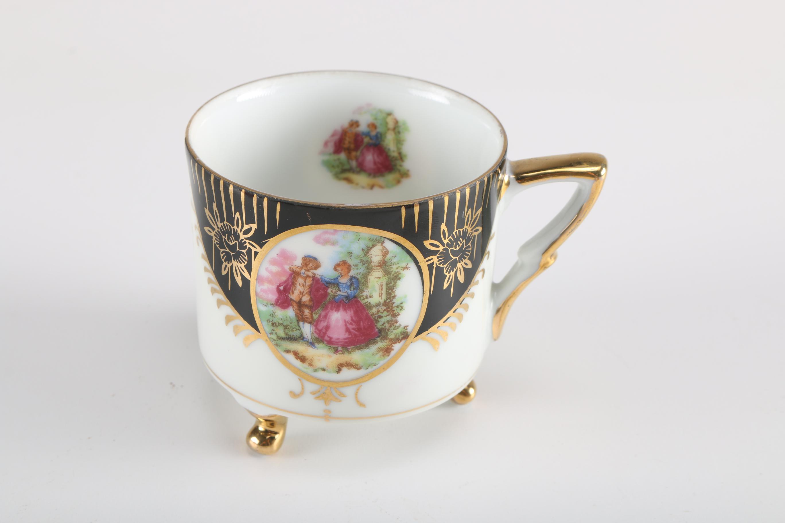 Antique Luster Decorated Earthenware Mug and Other European Pieces