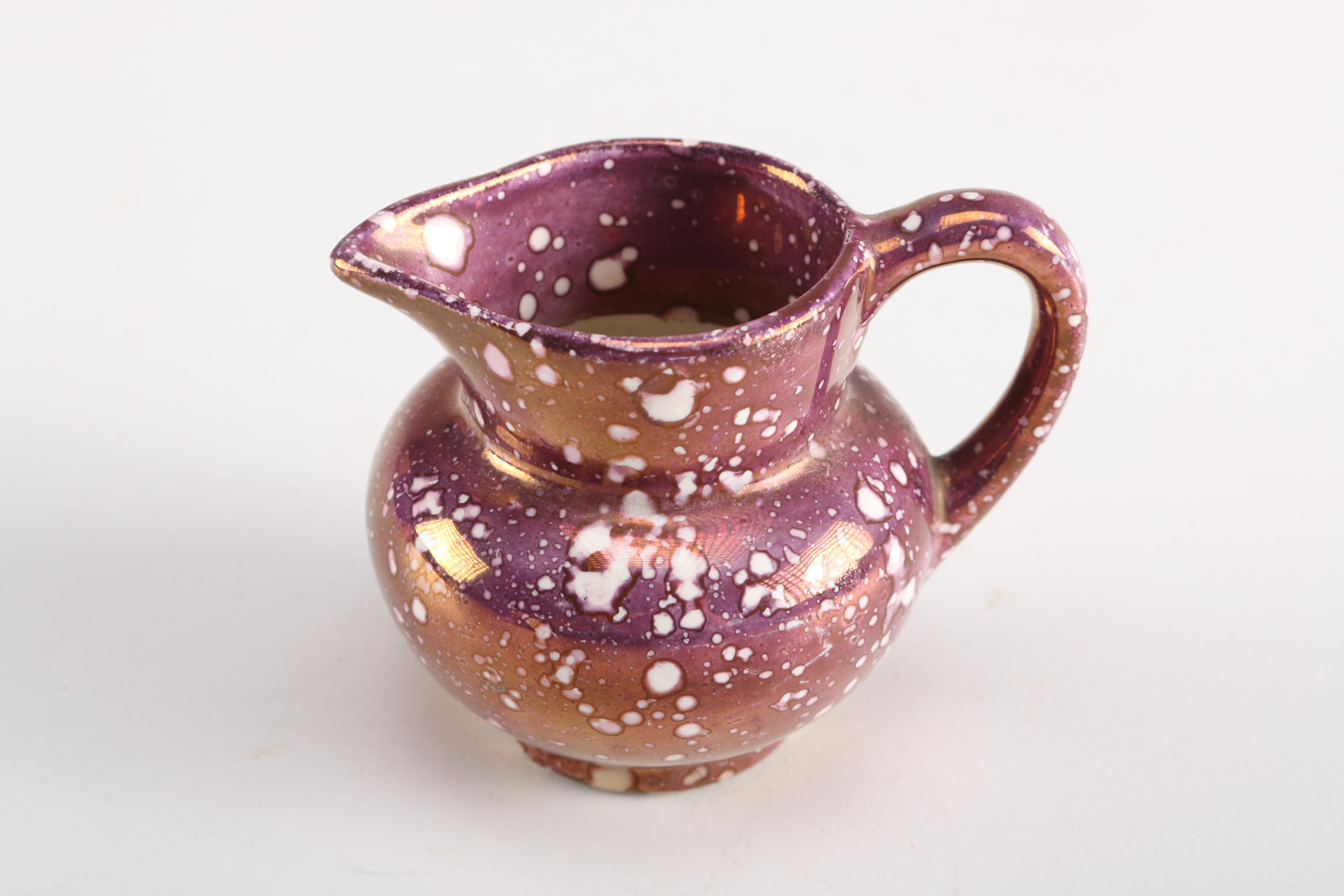 Antique Luster Decorated Earthenware Mug and Other European Pieces