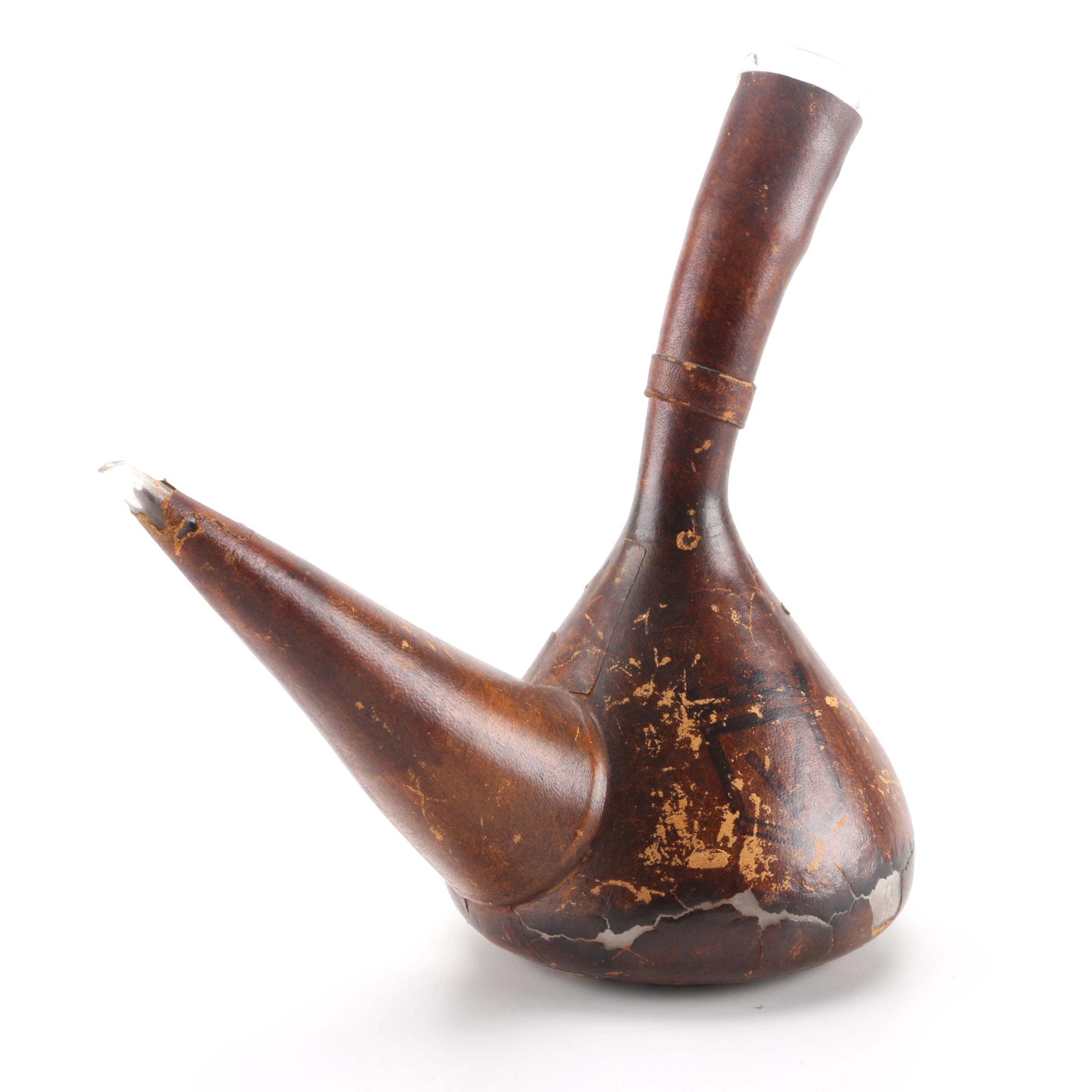 Vintage Leather-Wrapped Glass Carafe