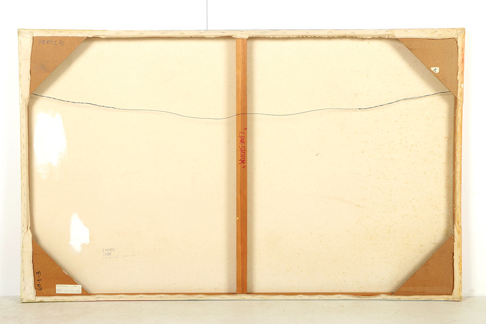 Beth Hertz 1973 Monumental Oil Painting "Blue Beacon II-Line Storm"