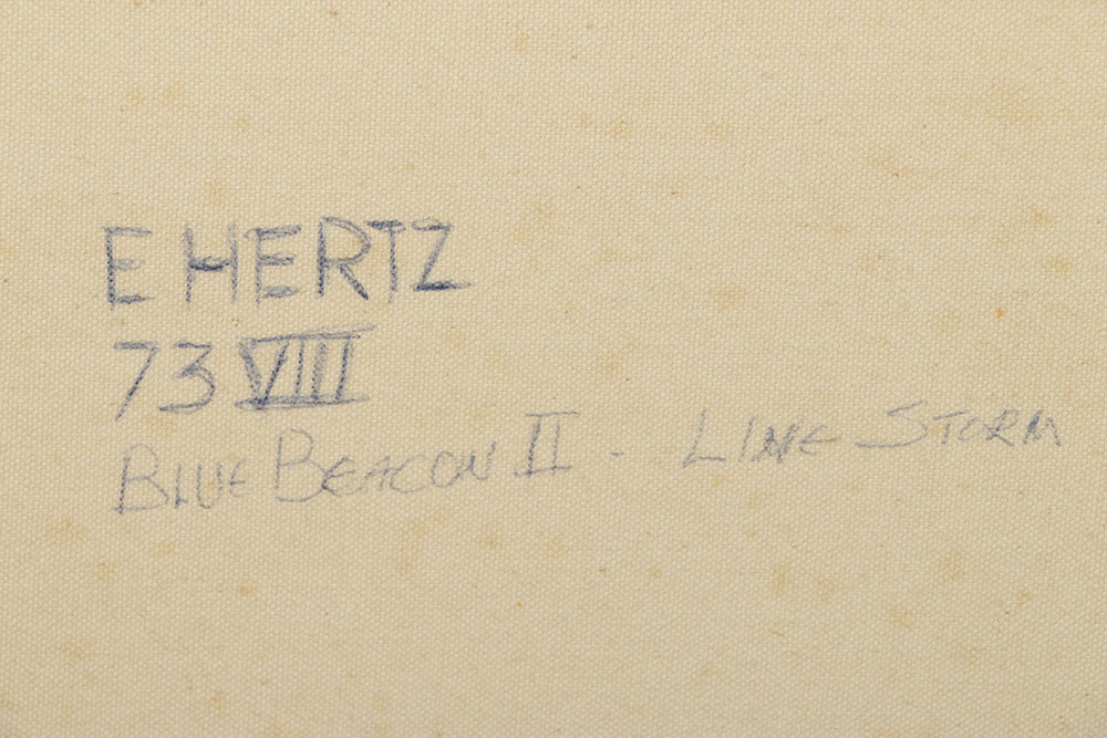 Beth Hertz 1973 Monumental Oil Painting "Blue Beacon II-Line Storm"