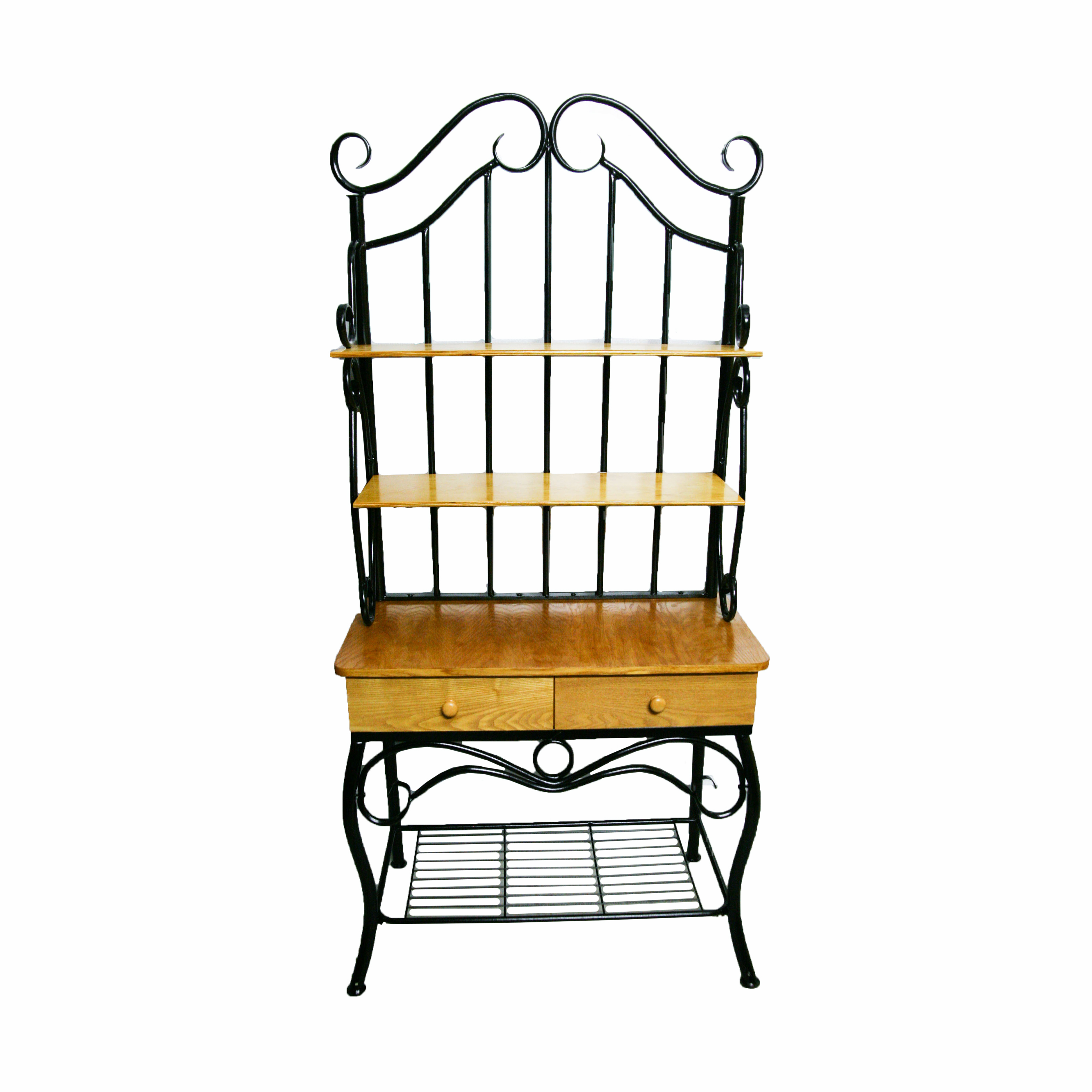 Contemporary Wood and Metal Baker's Rack