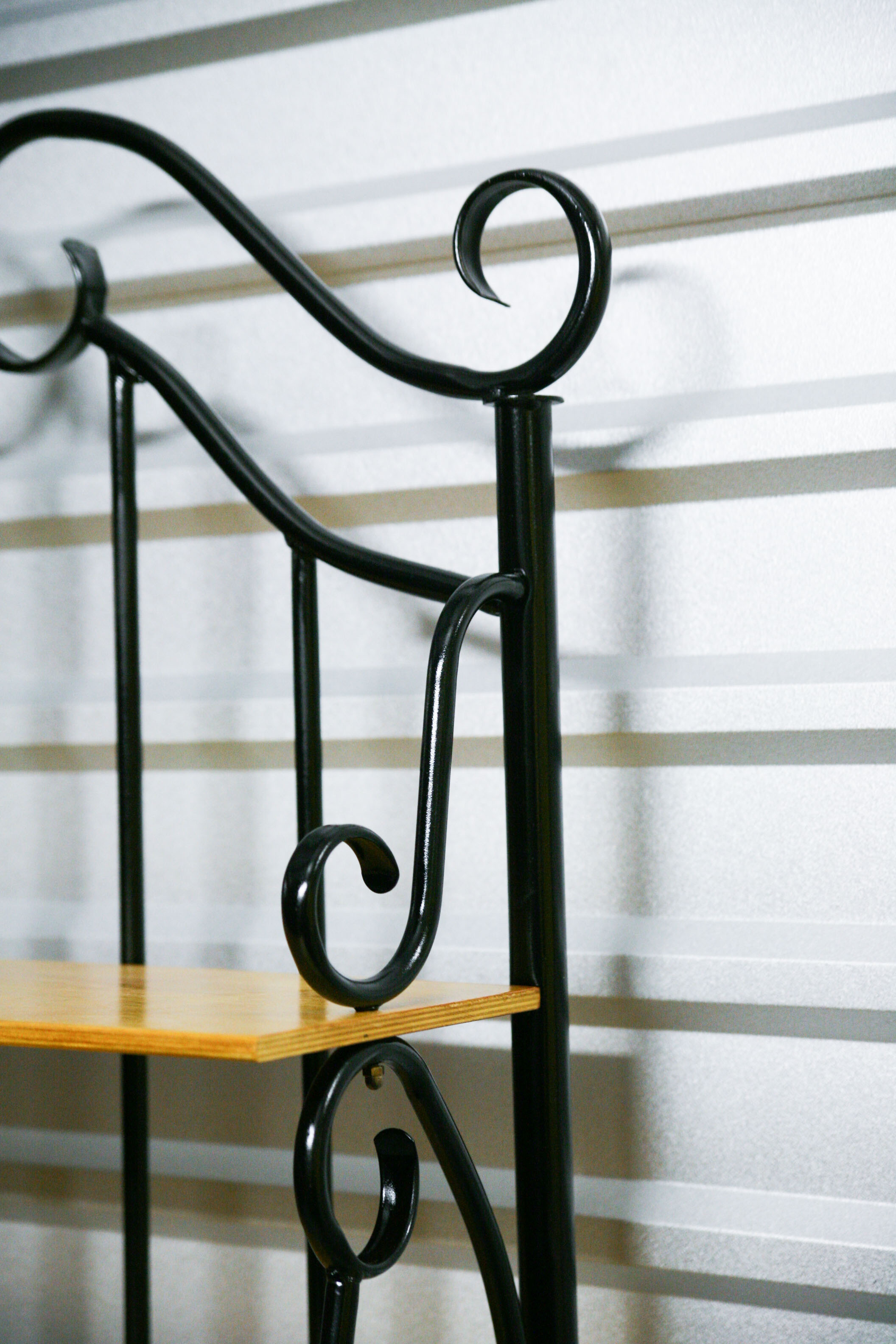 Contemporary Wood and Metal Baker's Rack