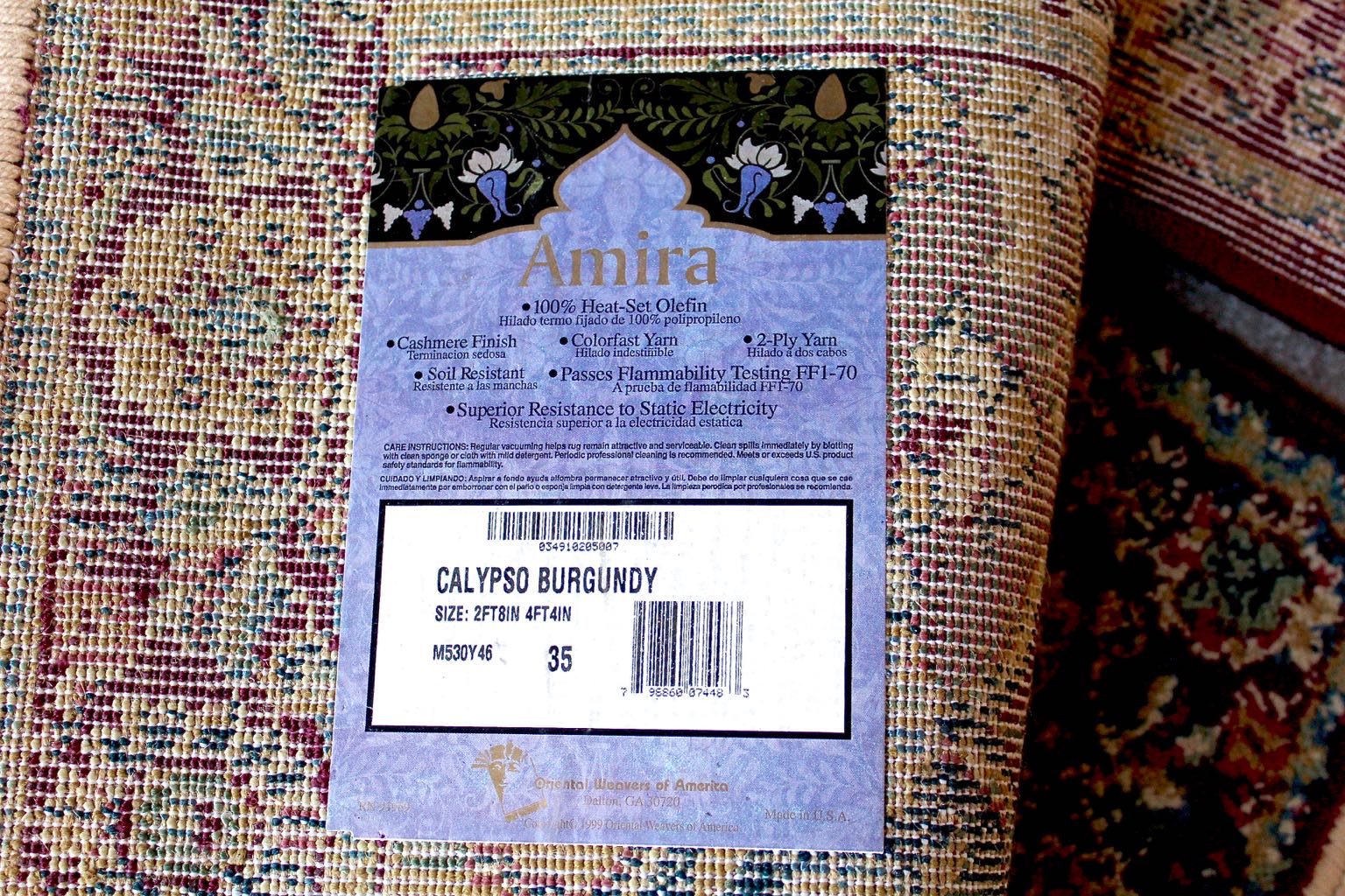 Amira "Calypso Burgundy" Machine Made Olefin Carpet Runner and Accent Rugs