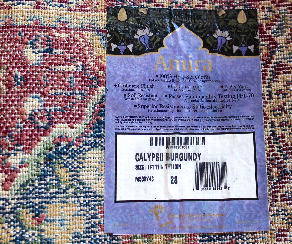 Amira "Calypso Burgundy" Machine Made Olefin Carpet Runner and Accent Rugs