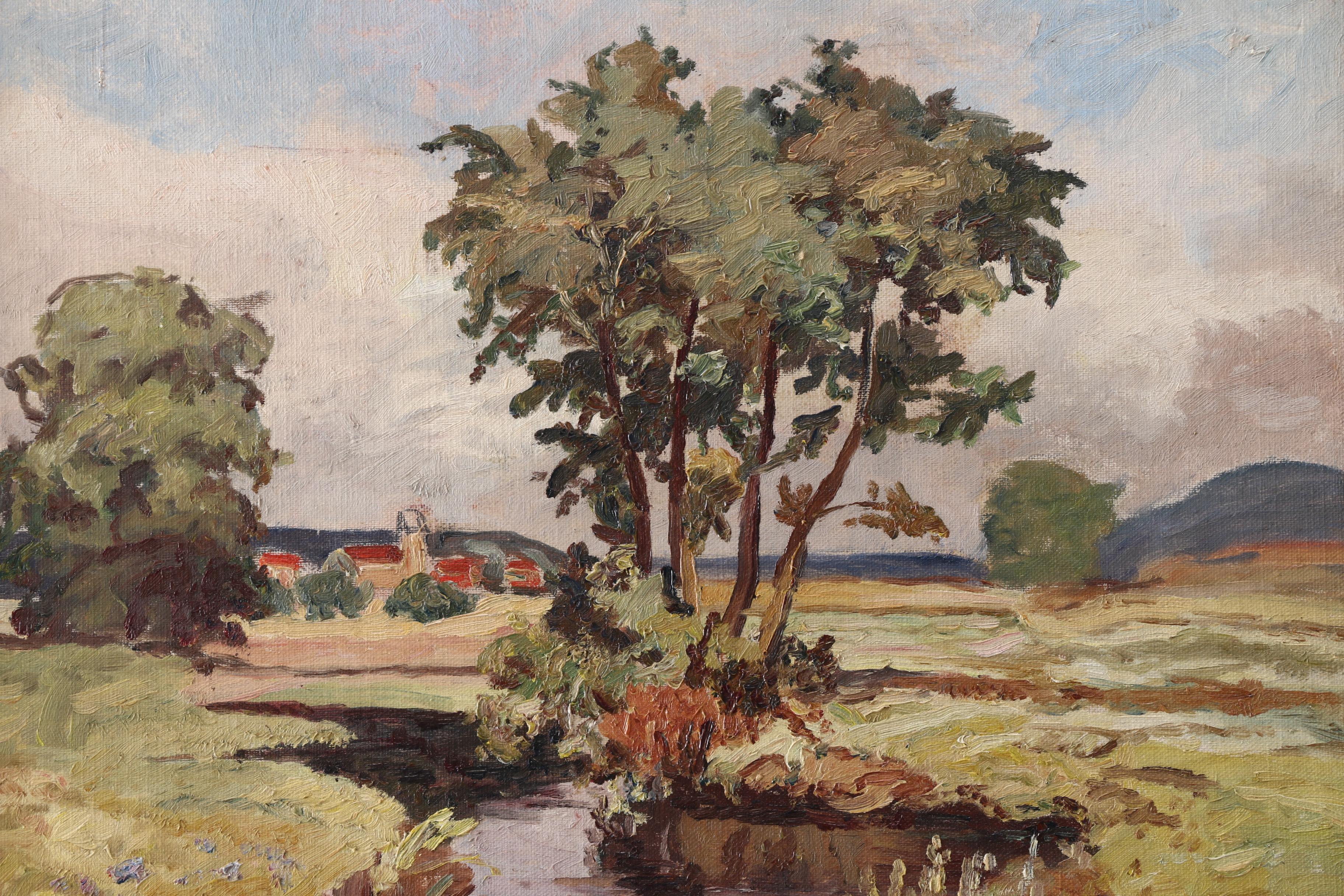 J. Ullman Original Oil on Board Landscape Painting