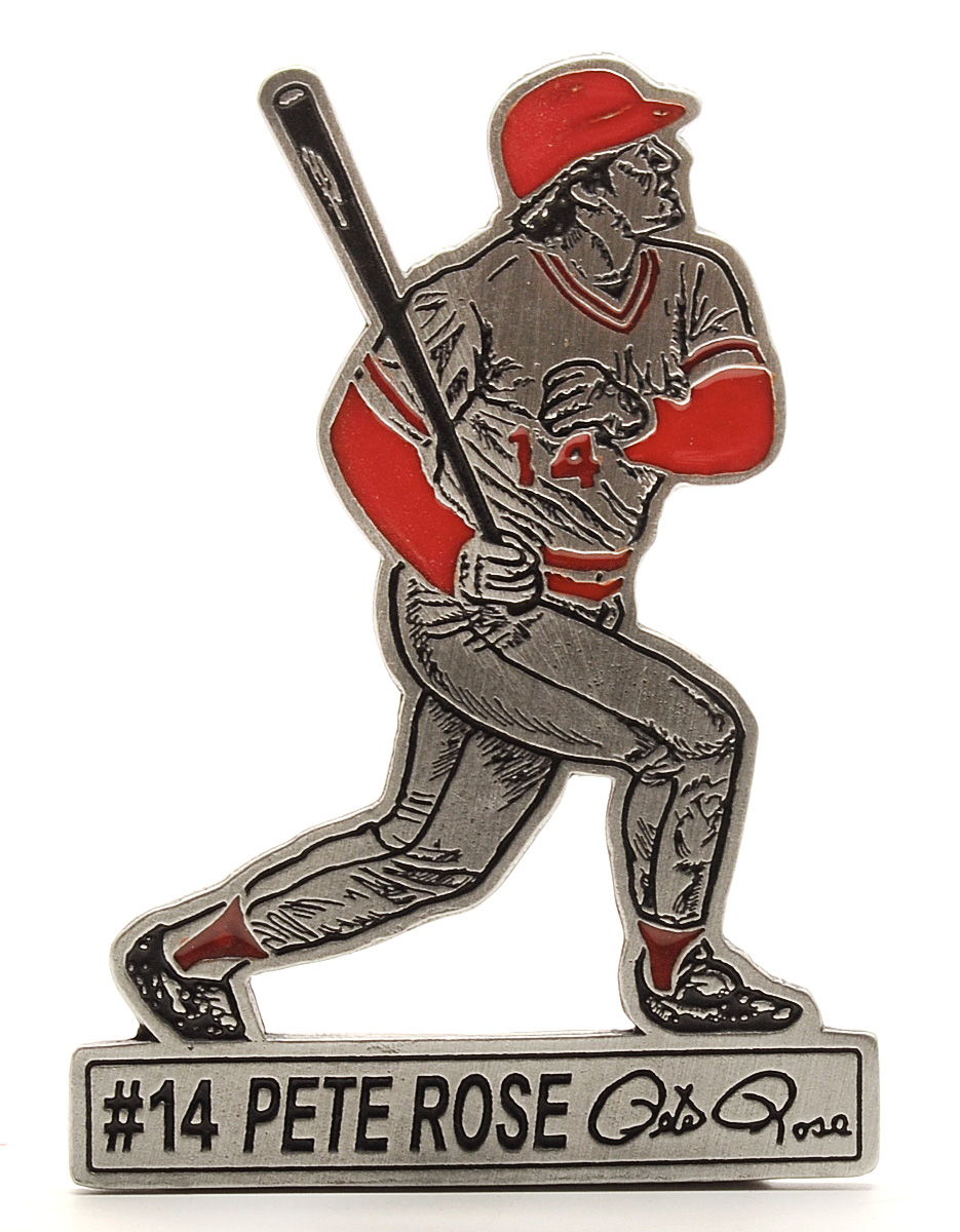 1969 Pete Rose Baseball Card and Pewter Statue