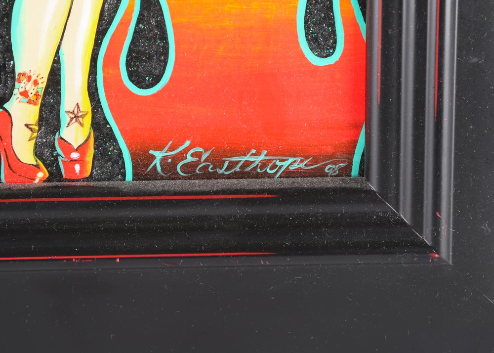 Kirsten Easthope Original Mixed Media Painting "Old School Lady Luck"