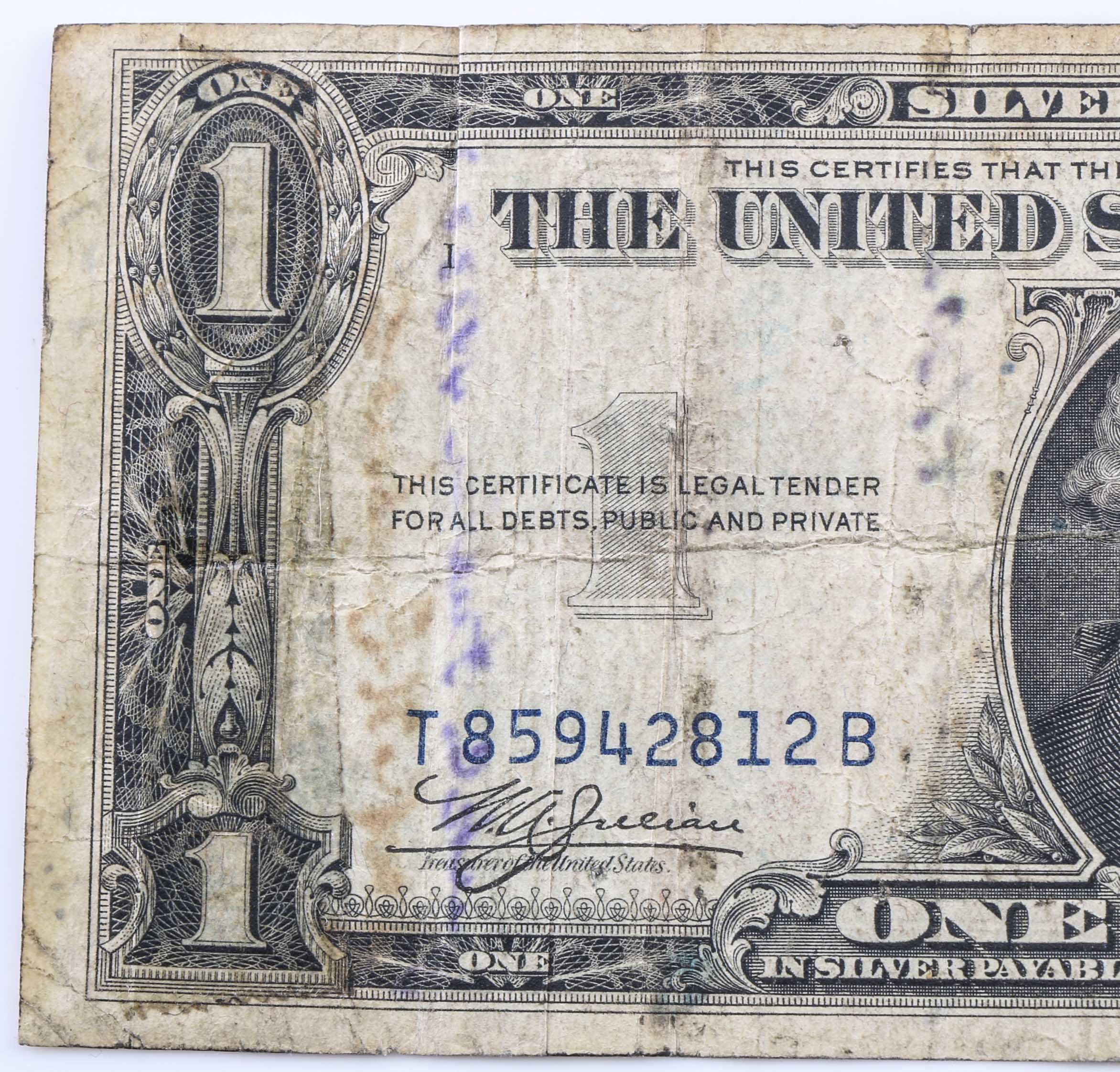 WWII "Short Snorter" One-Dollar Silver Certificate