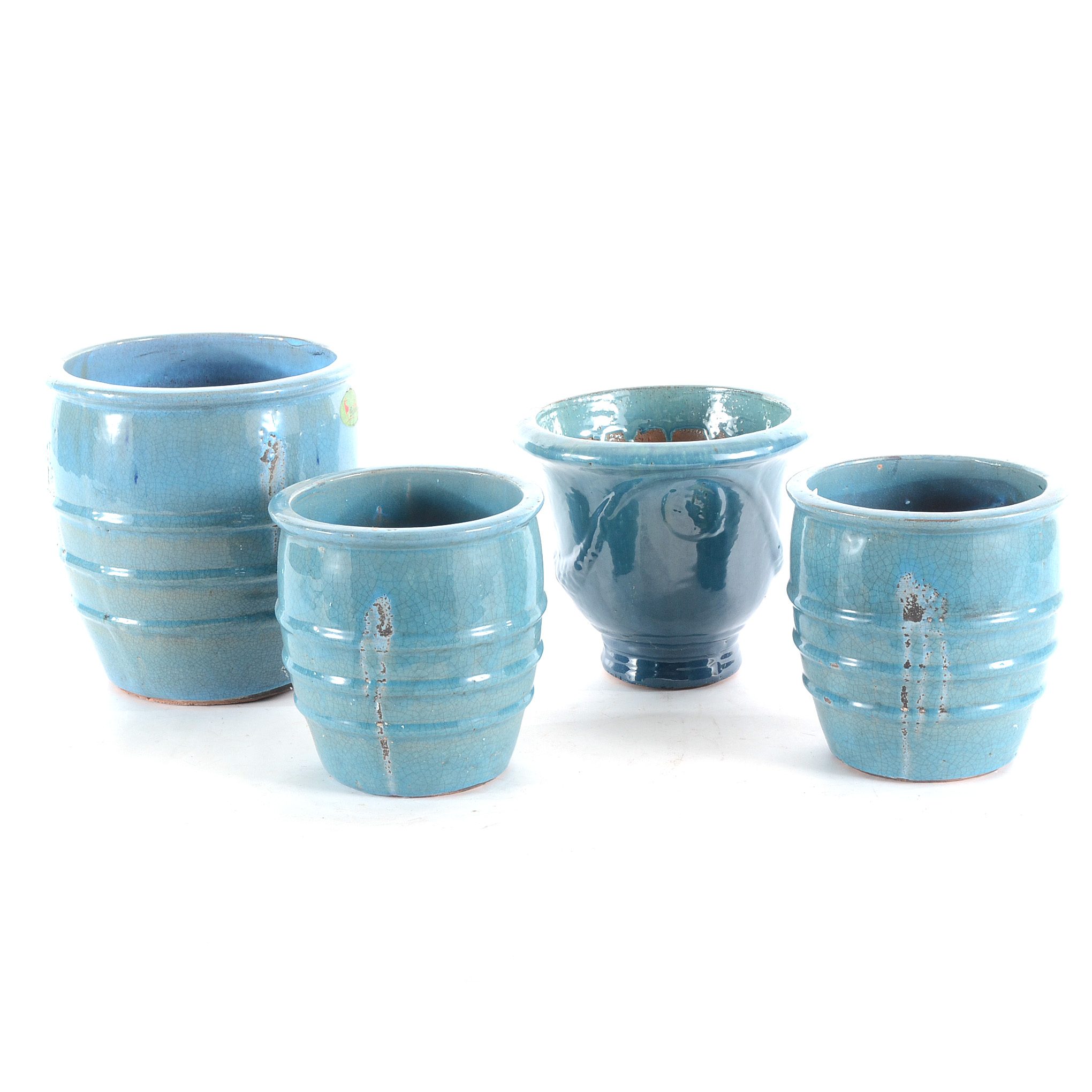 Turquoise Blue Glazed Garden Planters