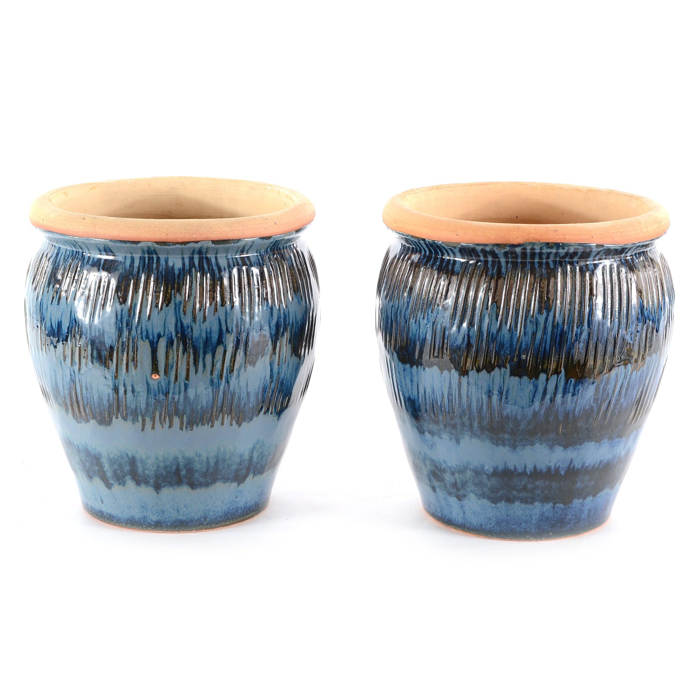 Imperial Blue Glazed Garden Planters