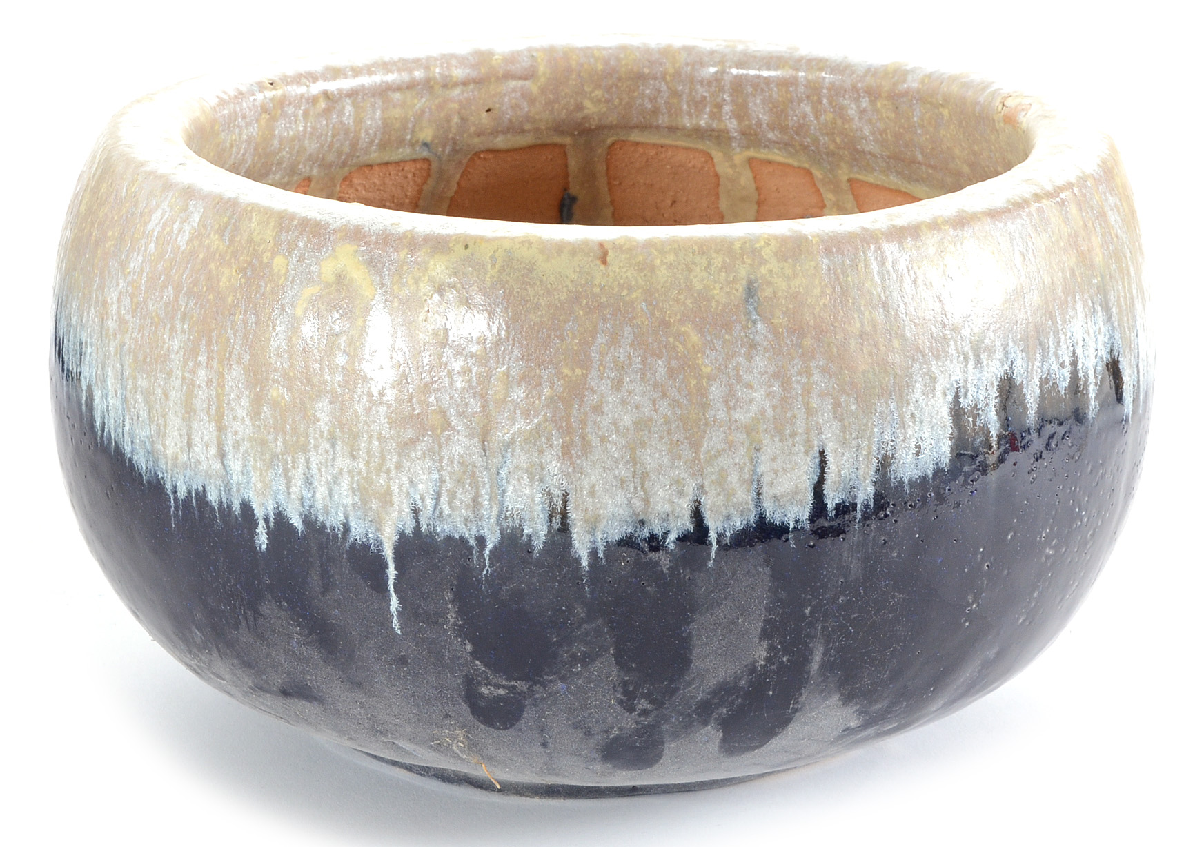 Ivory and Cobalt Blue Glazed Garden Planters