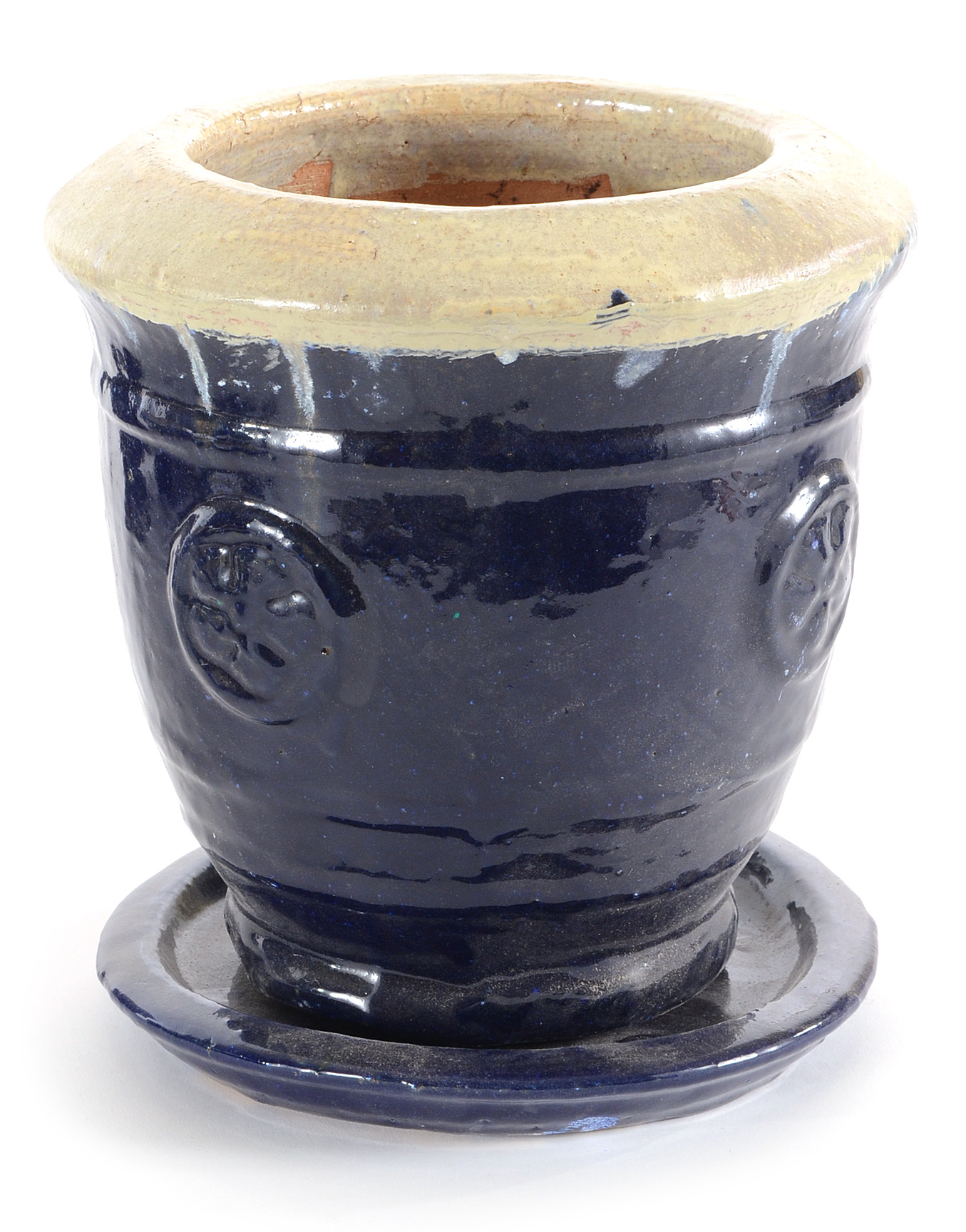 Ivory and Cobalt Blue Glazed Garden Planters