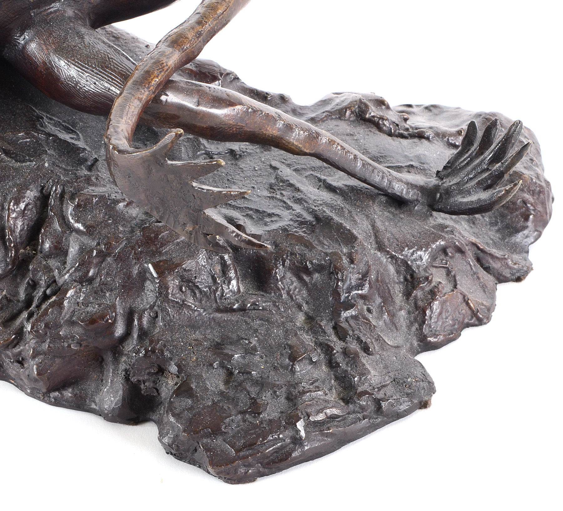 Bronze Reclining Frog Sculpture