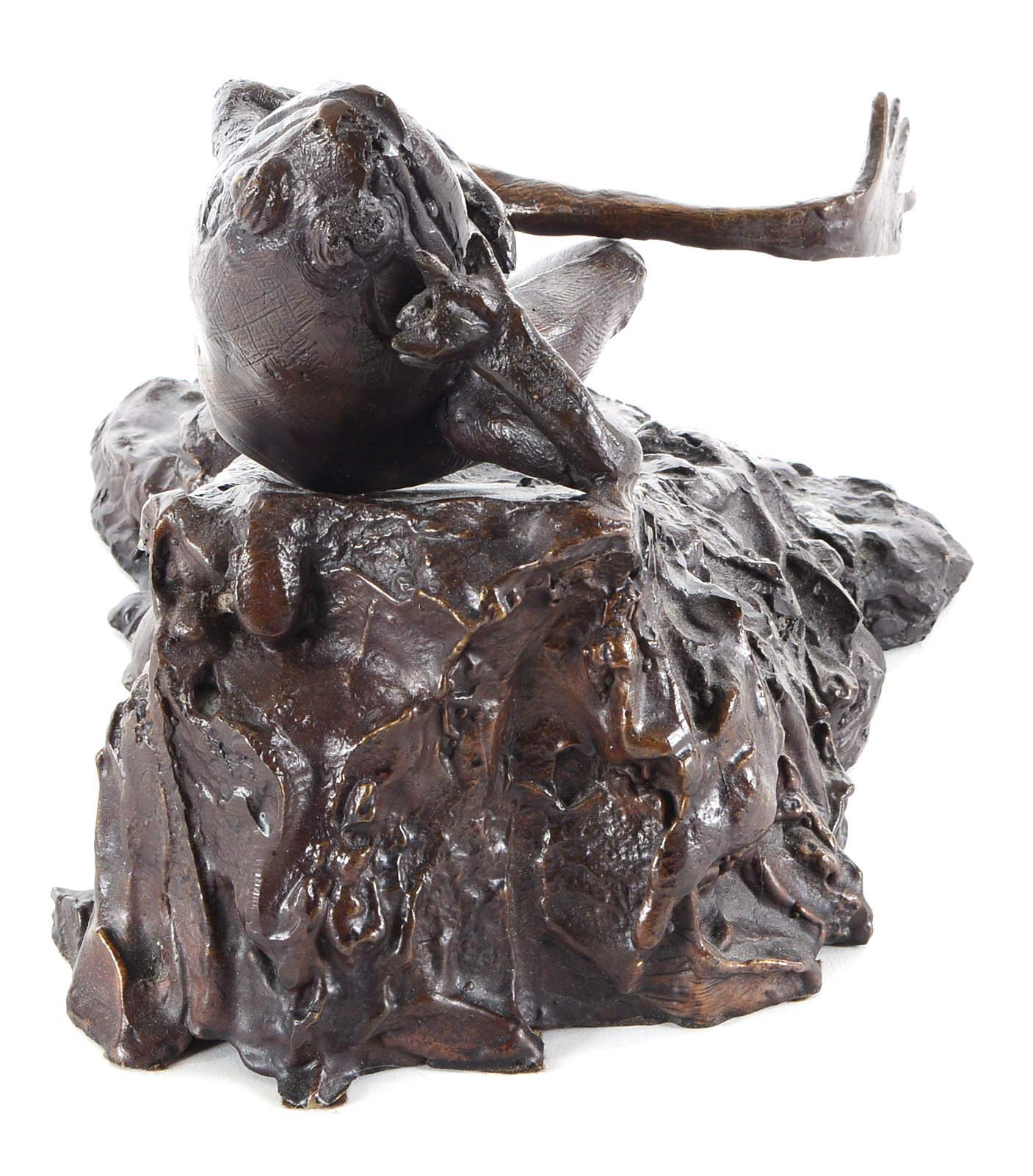 Bronze Reclining Frog Sculpture