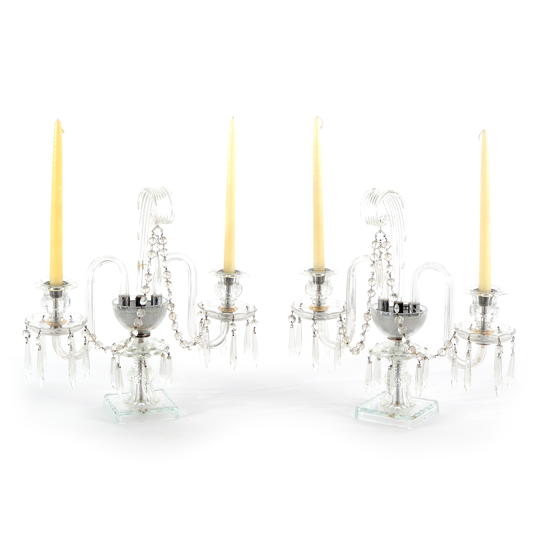 Pair of Glass Candelabras
